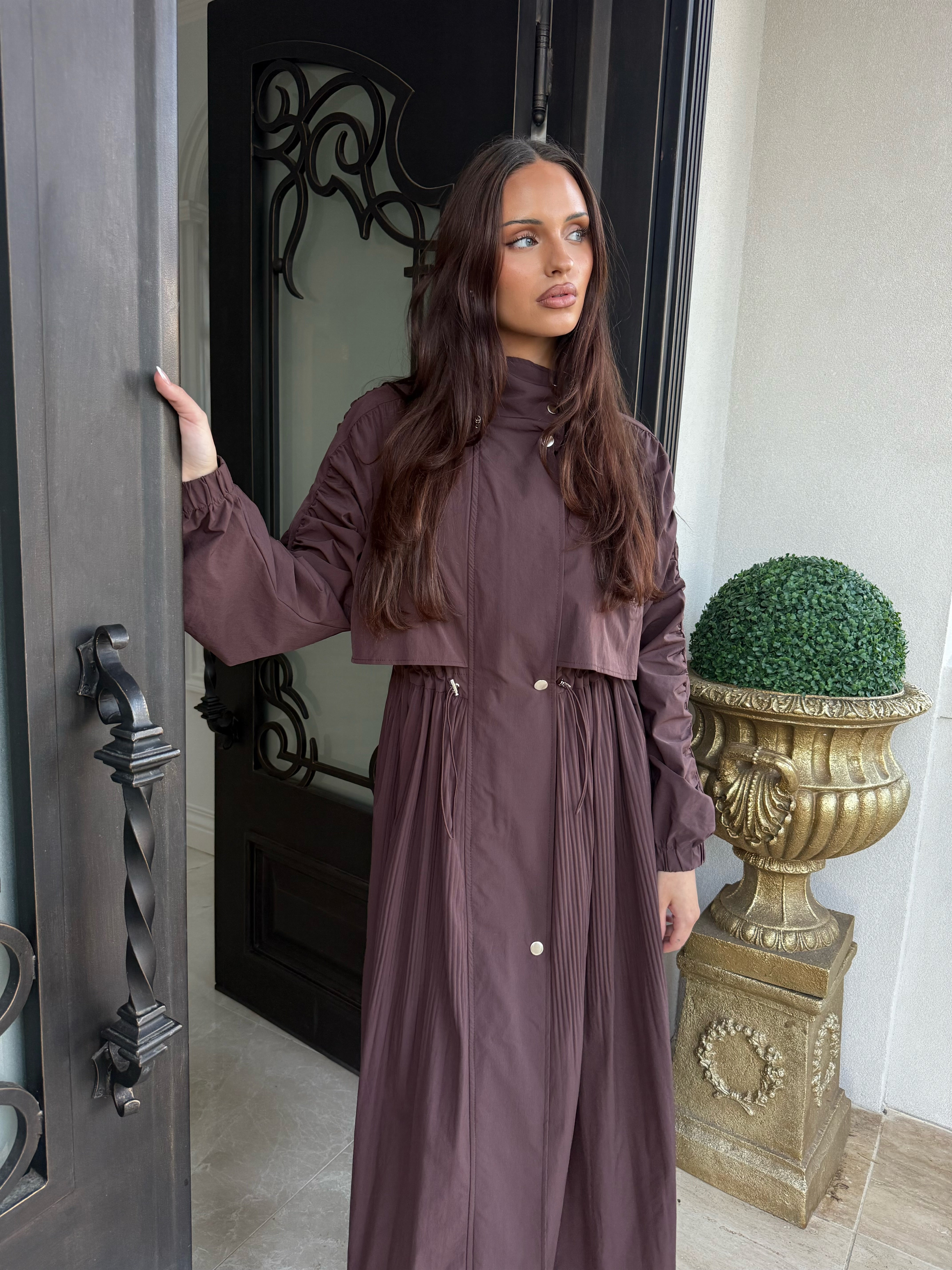 Pleated Draw-String Trench