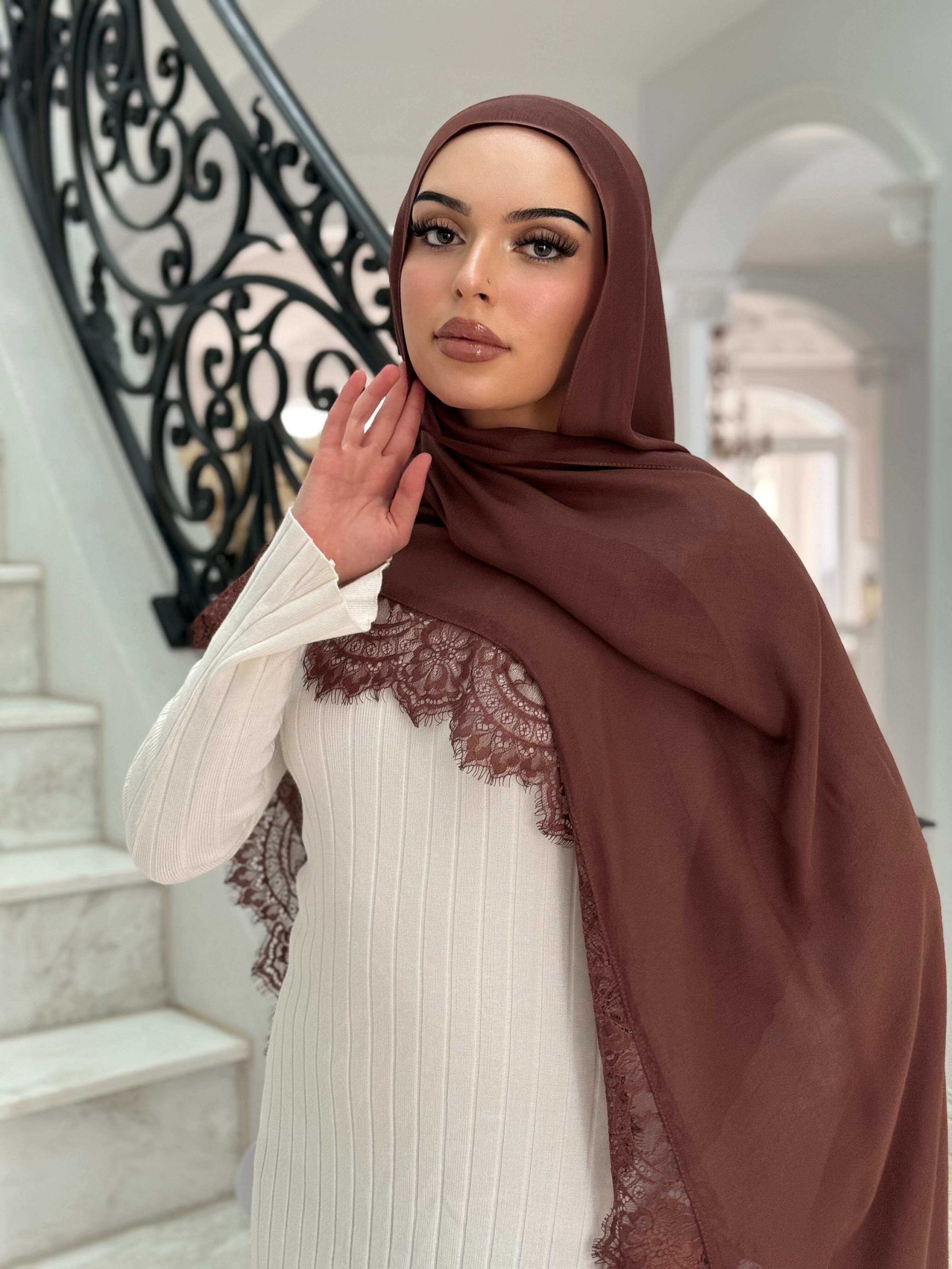 Rust Lace Modal Shawl