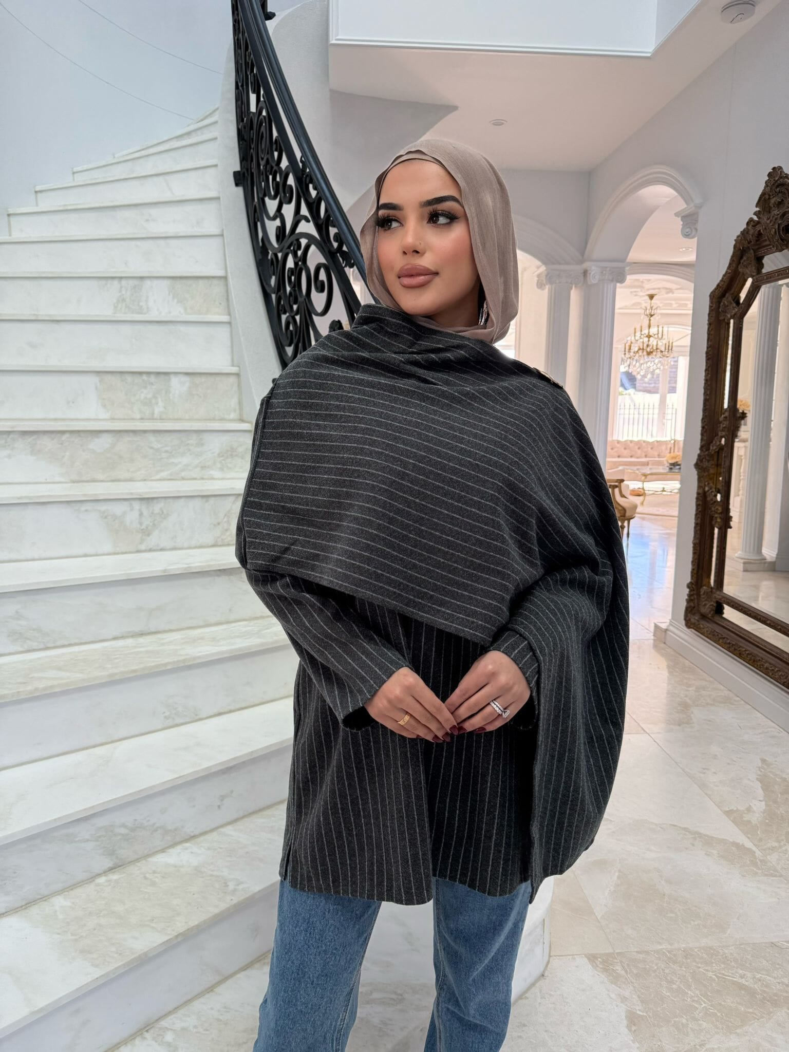 Stripe Shawl Coat