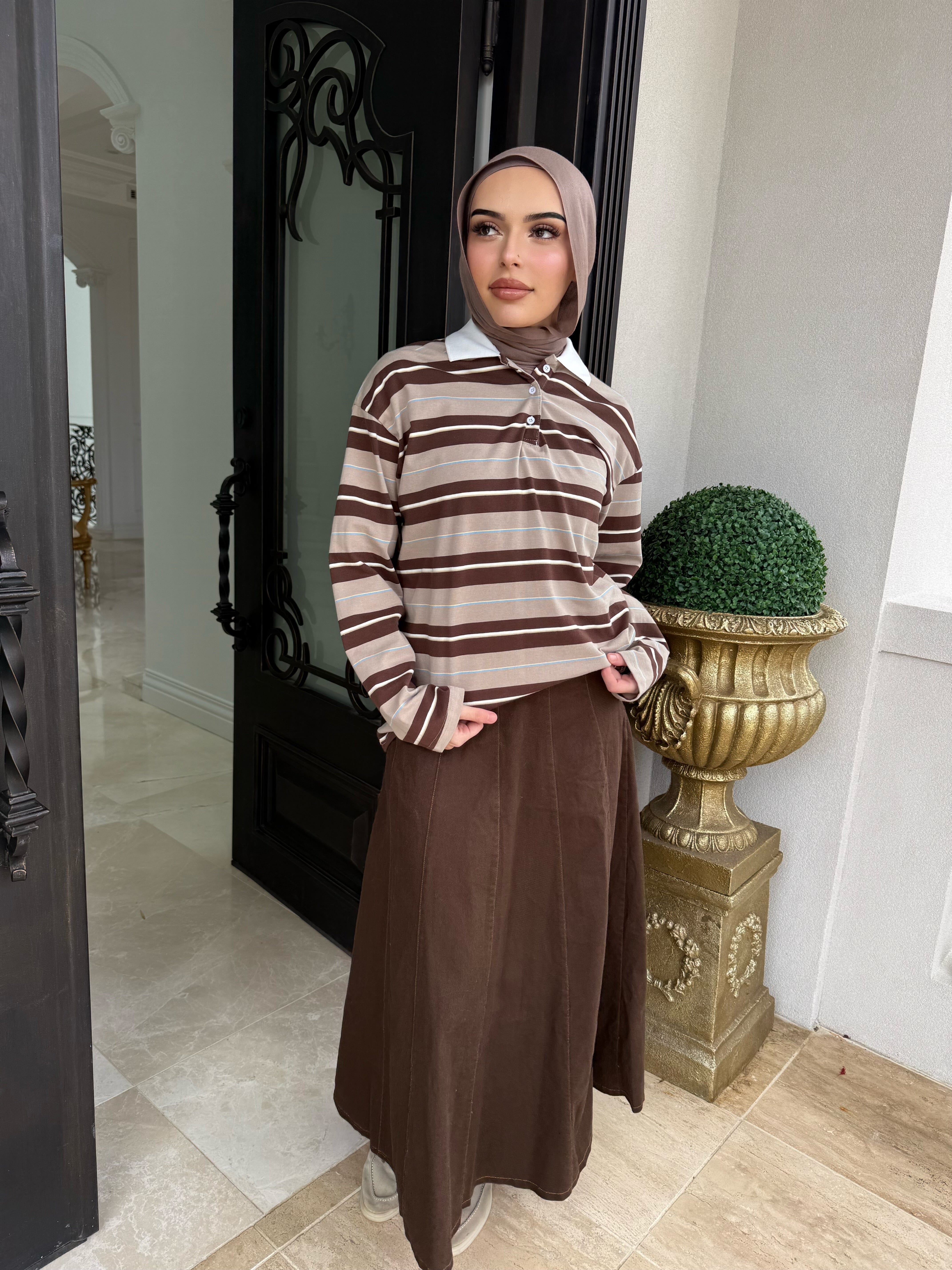 A-Line Pipping Denin Skirt