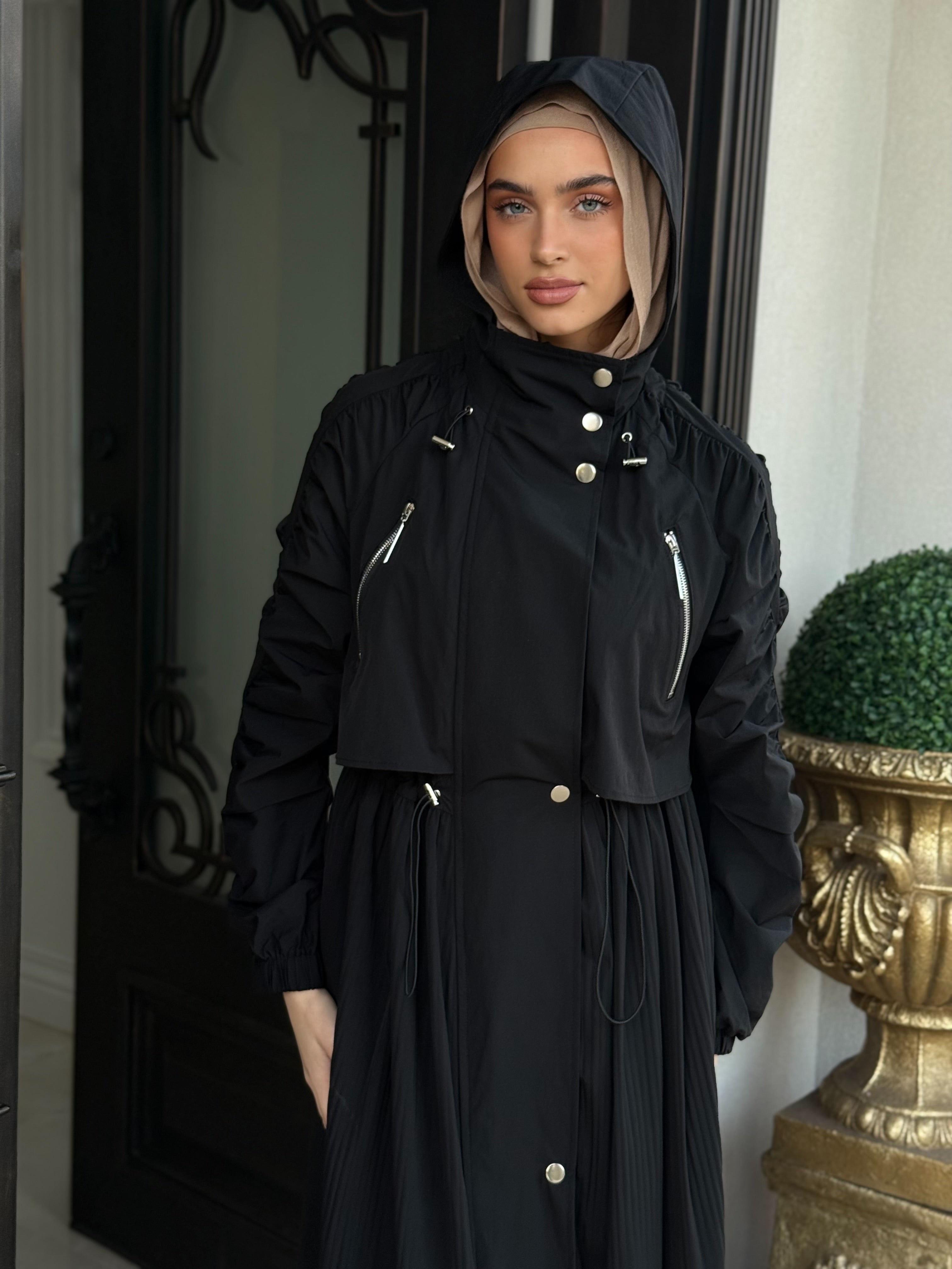 Pleated Draw-String Trench