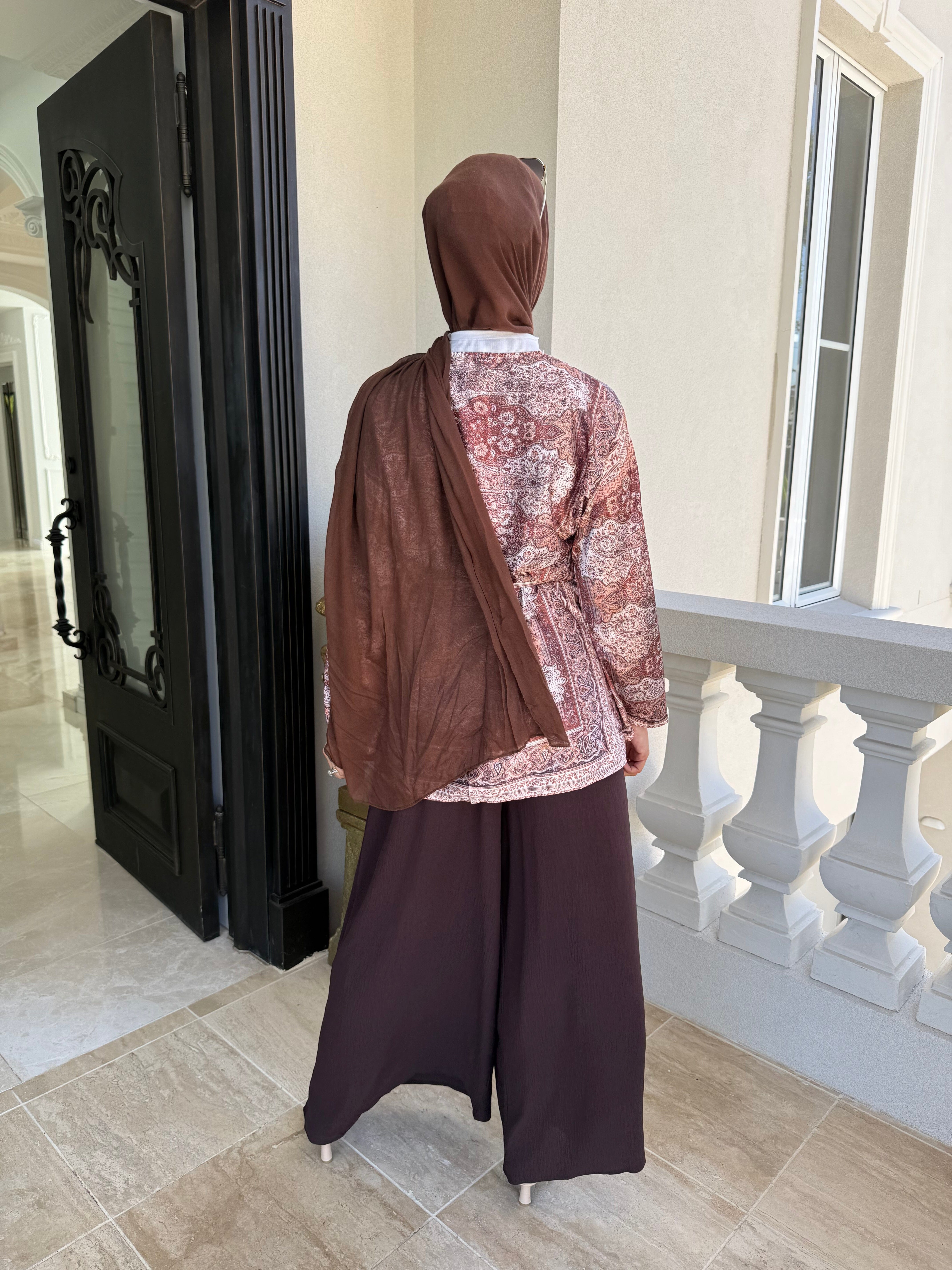 Pashmina Rust Satin Caridgan