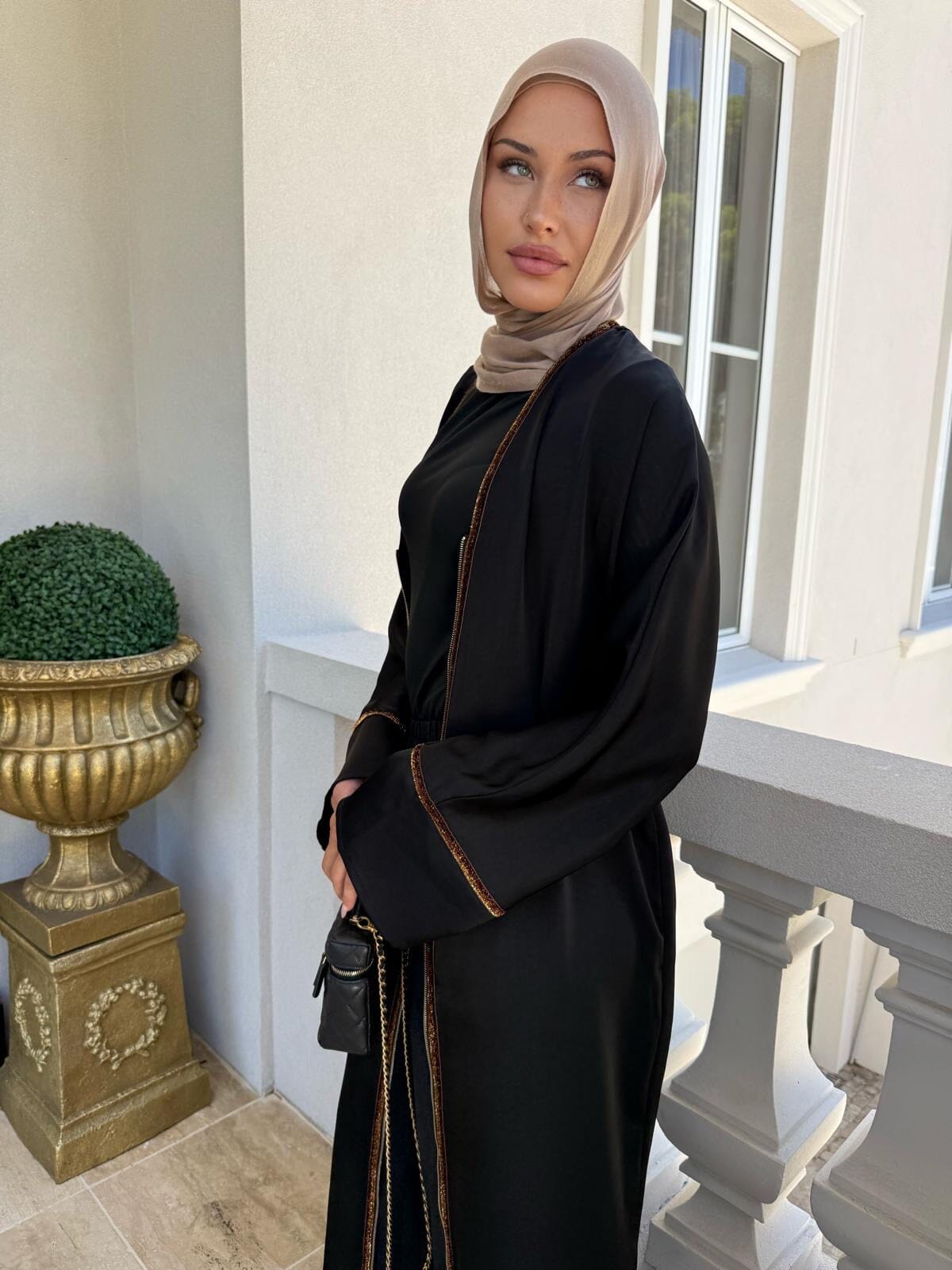 Satin Trimmed Abaya