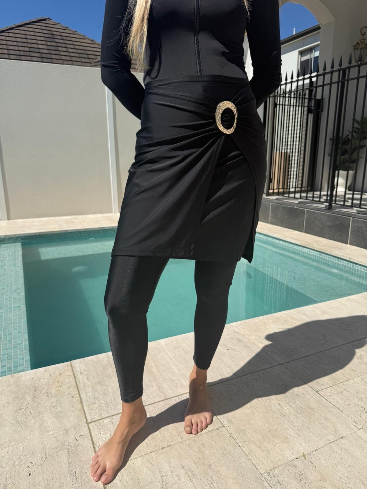 Gold Buckle Swim Skirt