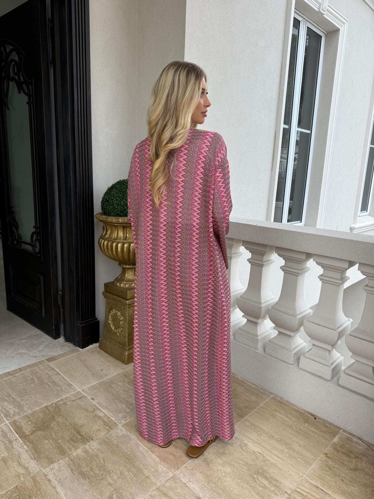 Pink Aztec Crochet Abaya