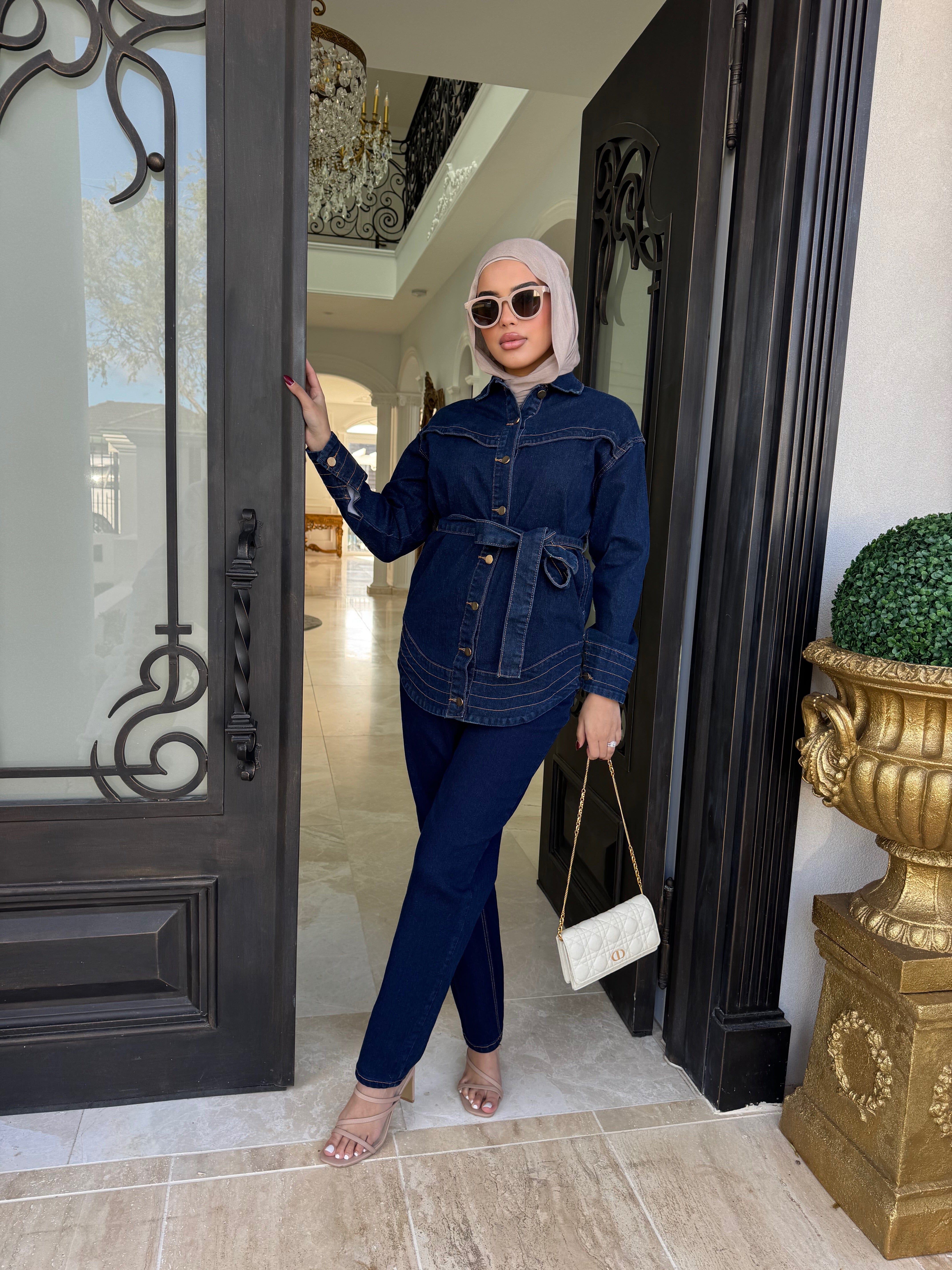 Contrast Denim Set