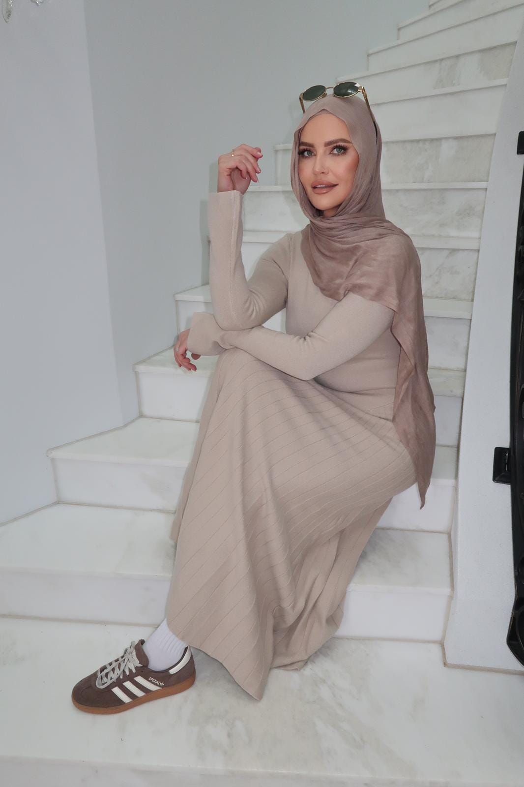 Pleated Knit Dress
