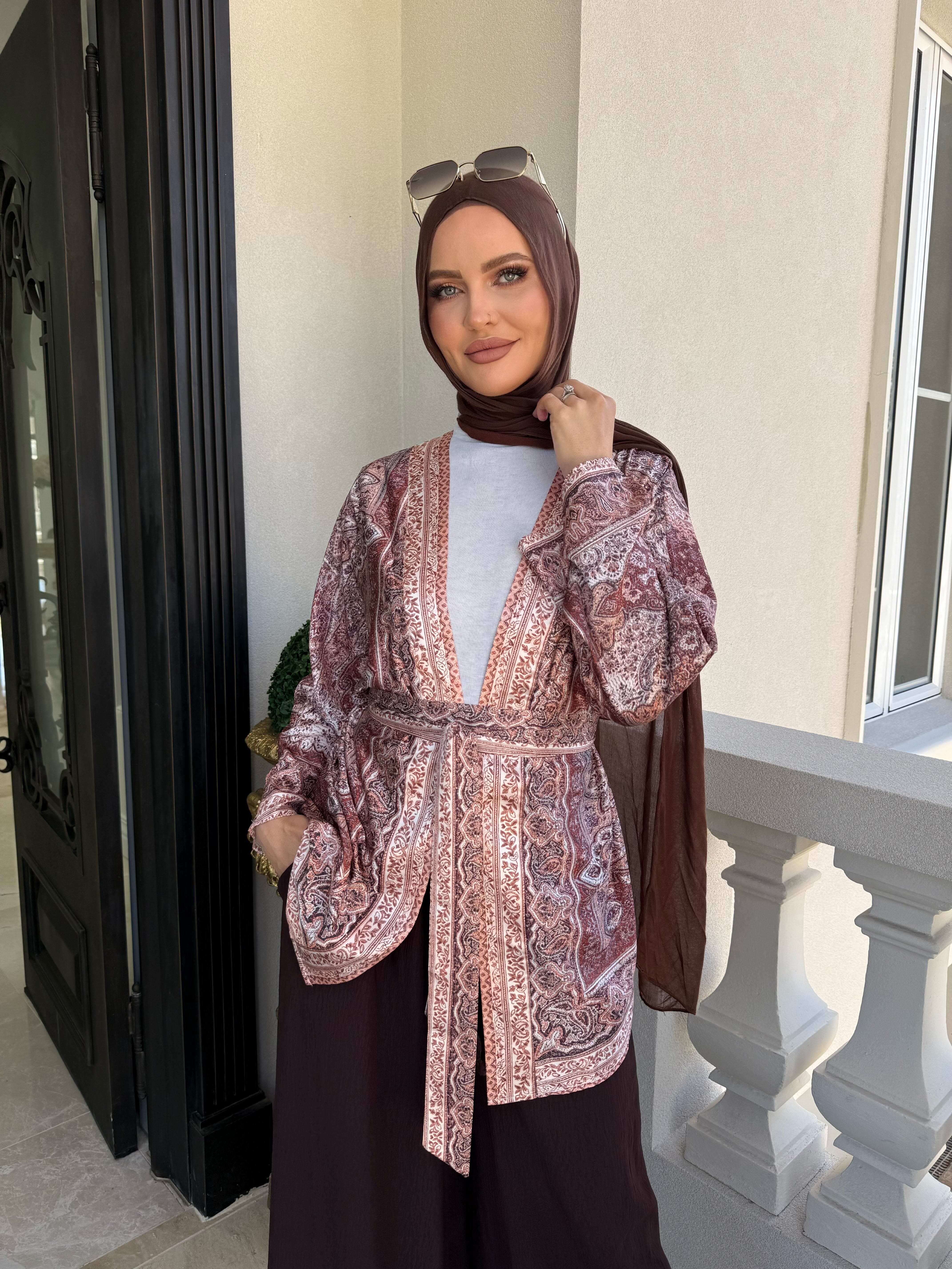 Pashmina Rust Satin Caridgan