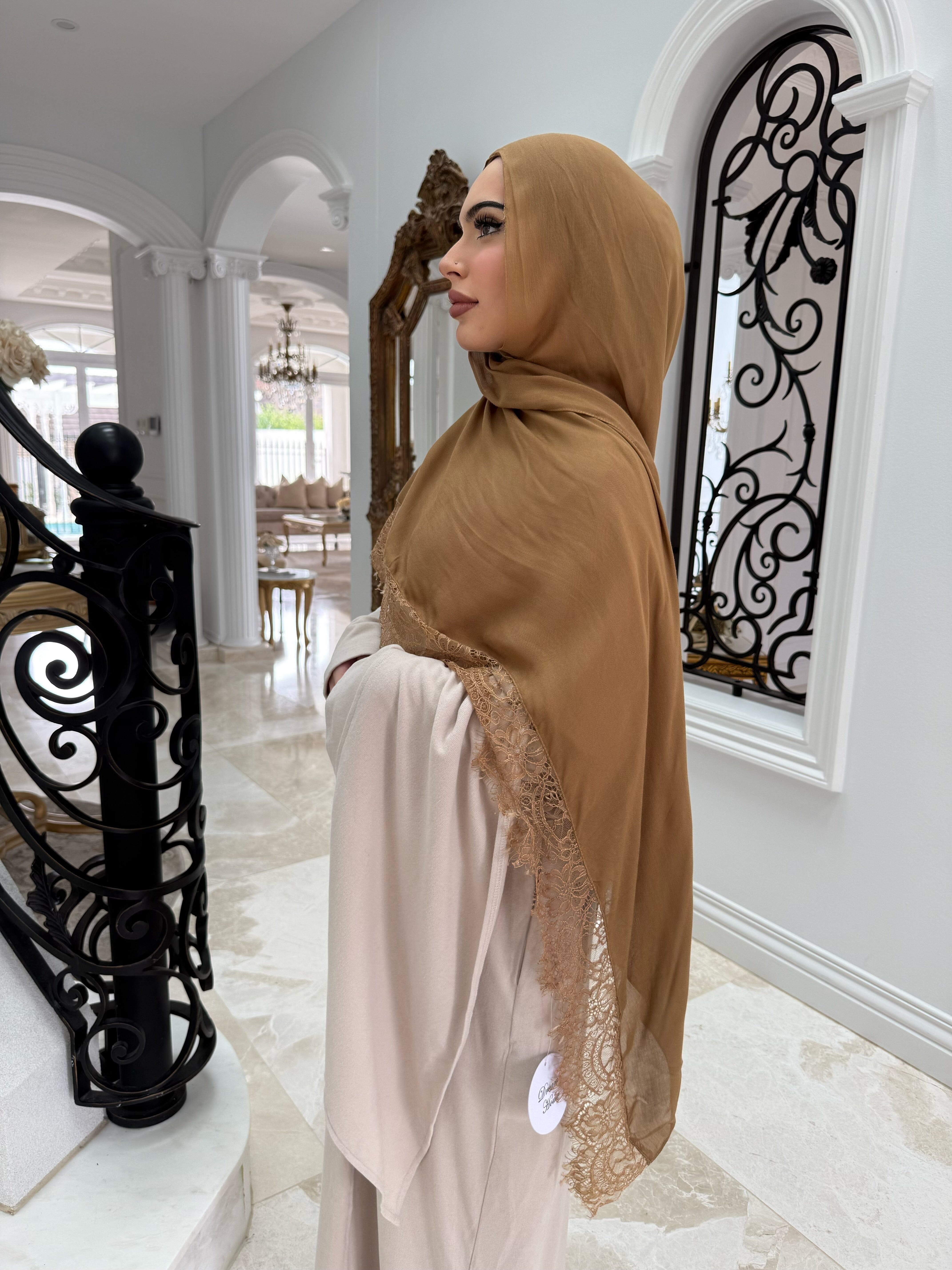 Tan Lace Modal Shawl