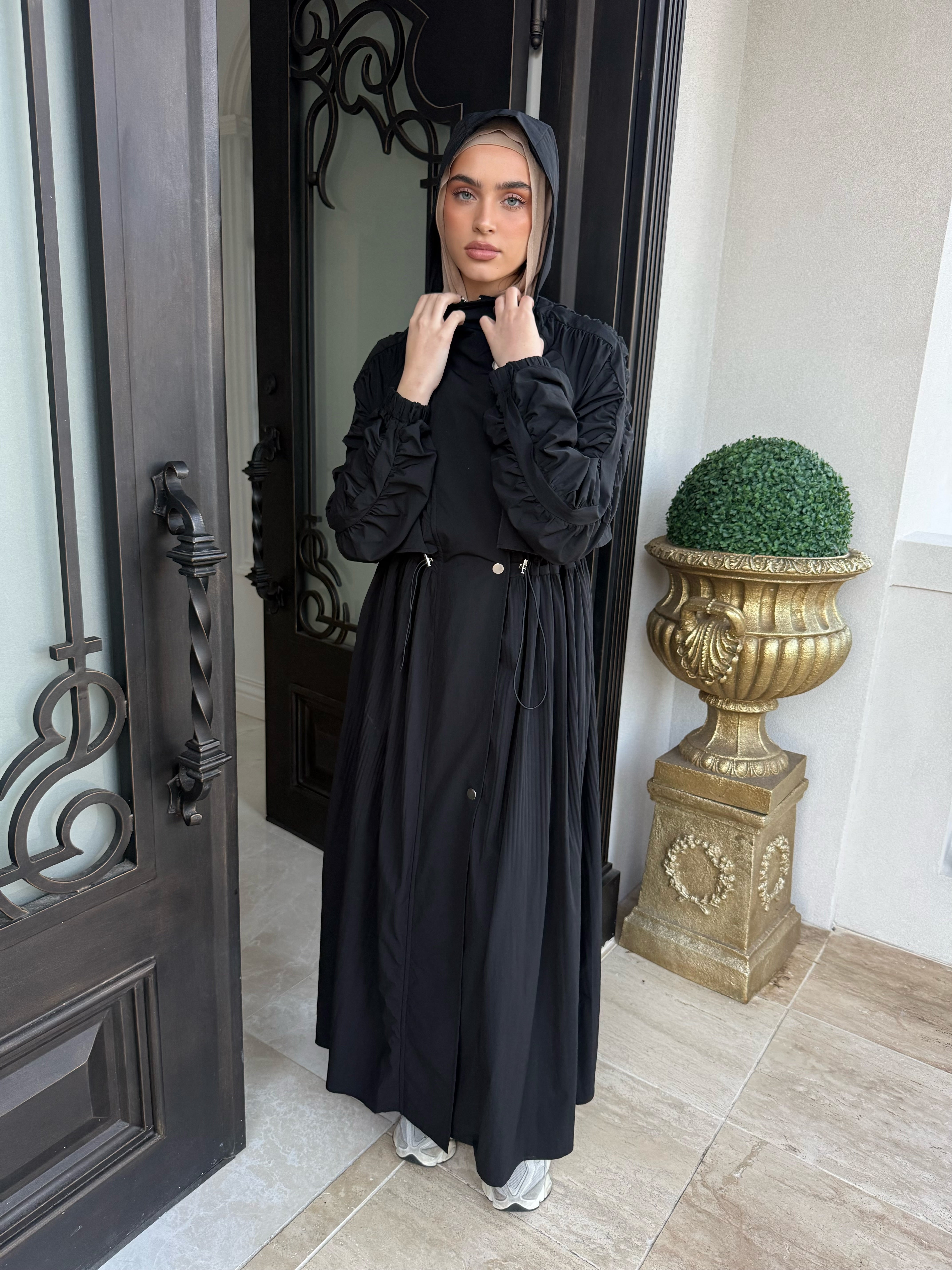 Pleated Draw-String Trench
