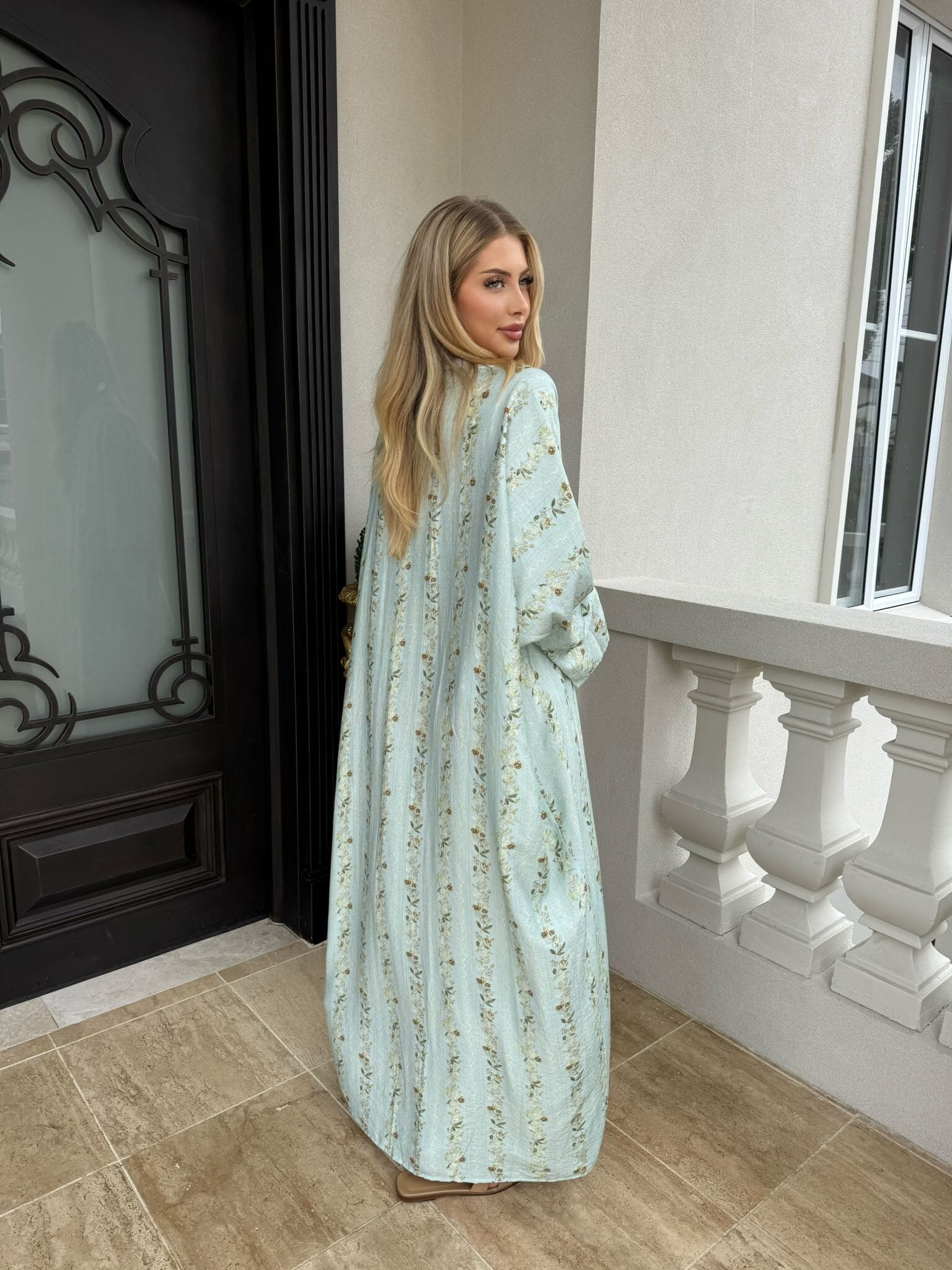 Mint Mini Rose Abaya