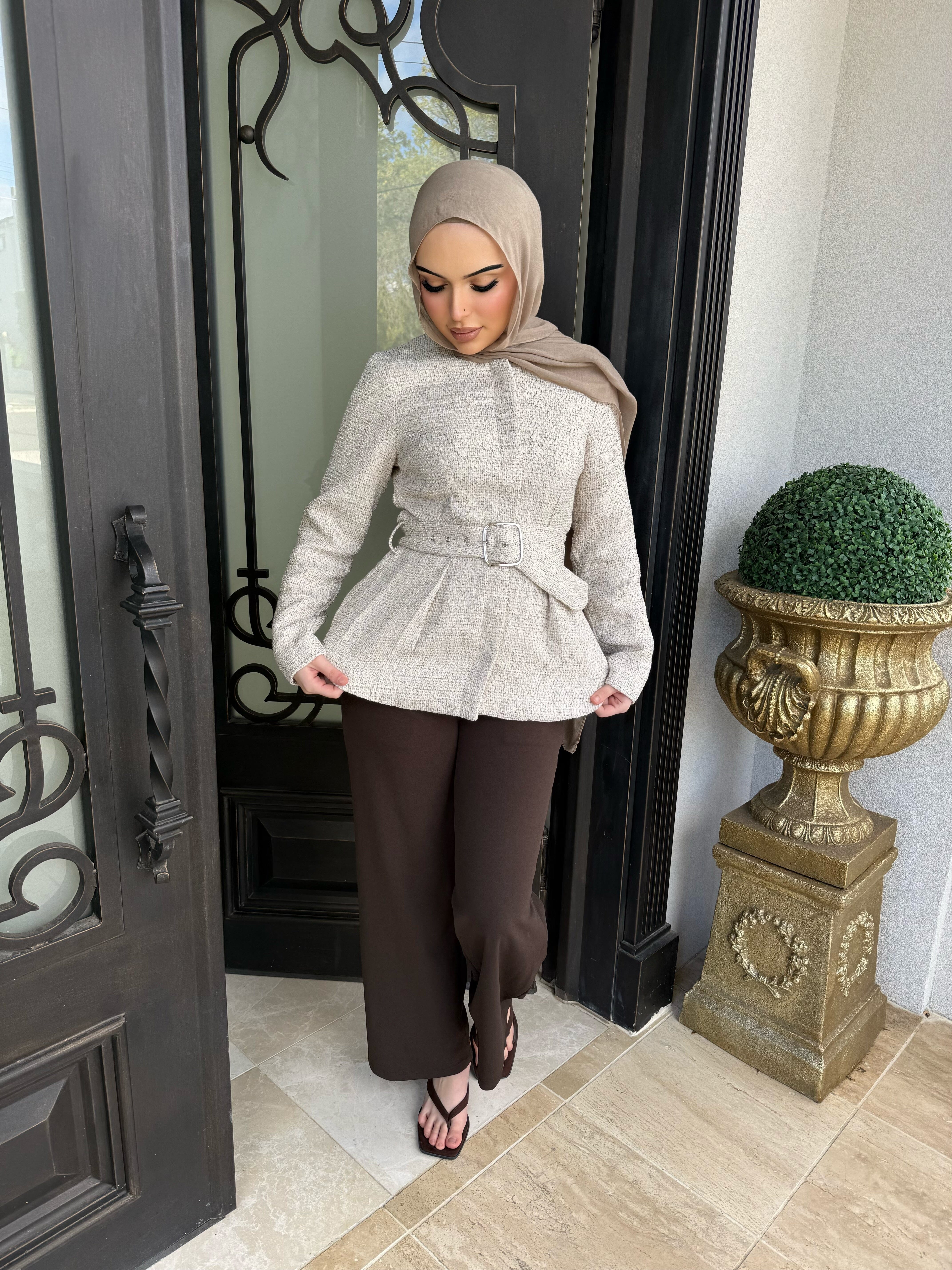 Tweed Belt Jacket