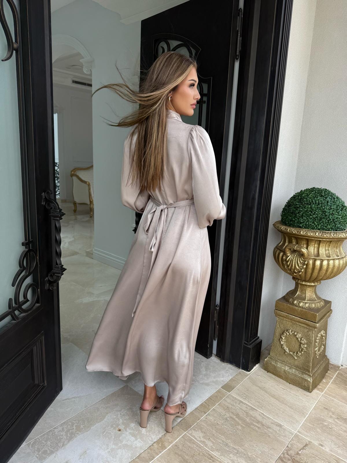 Layali Satin Back Tie Dress