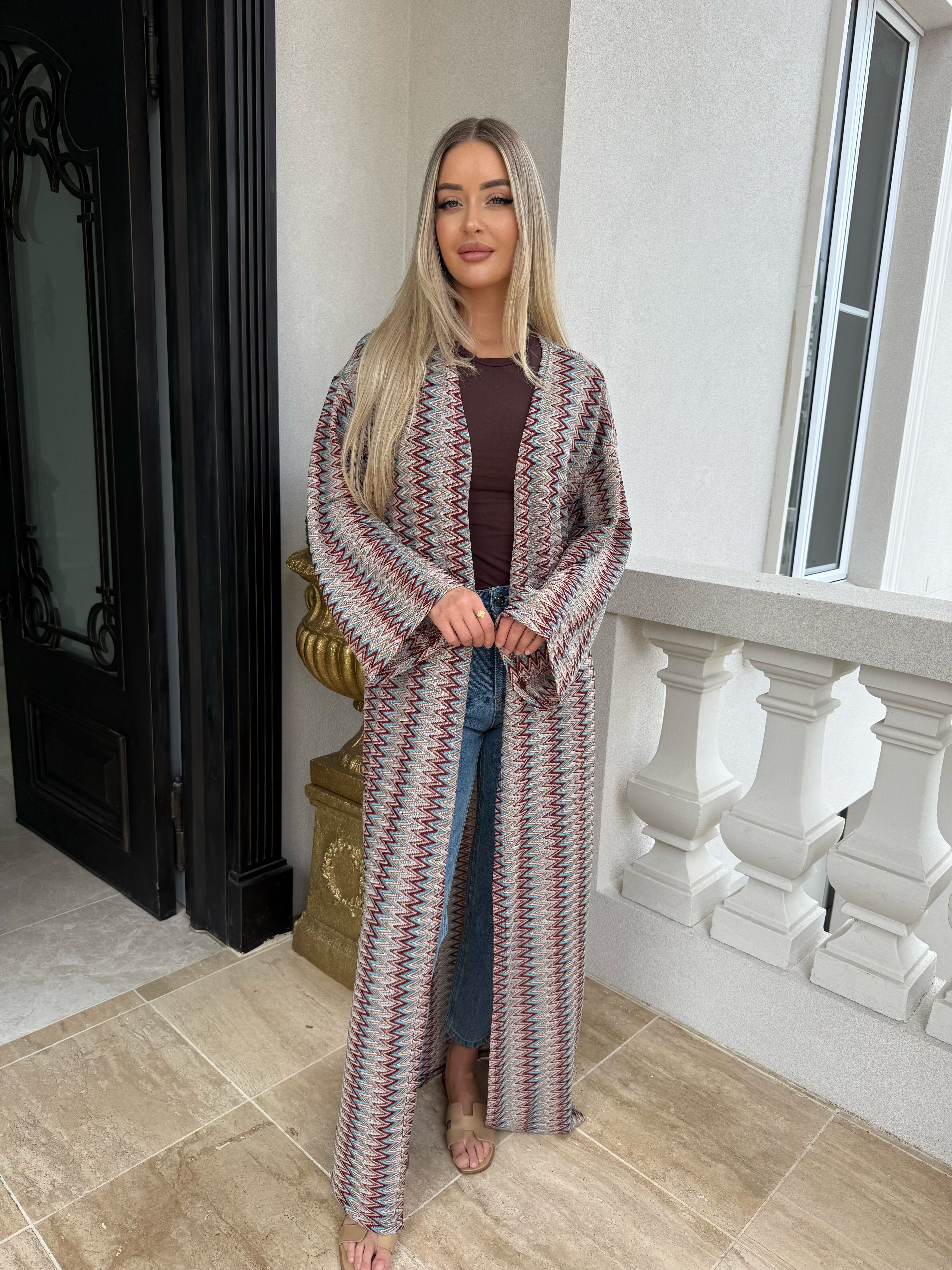 Blue Aztec Crochet Abaya