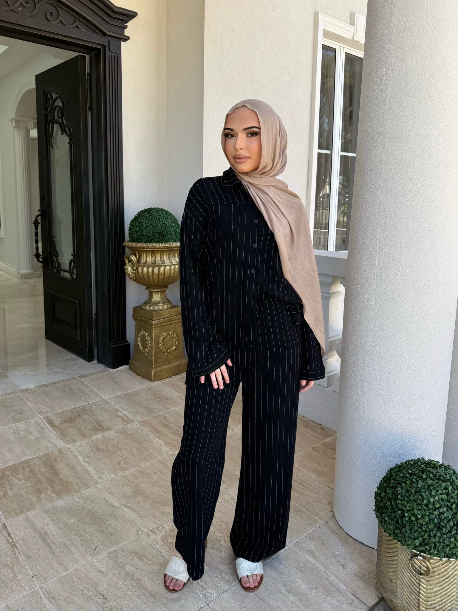 Pinstripe Linen Set