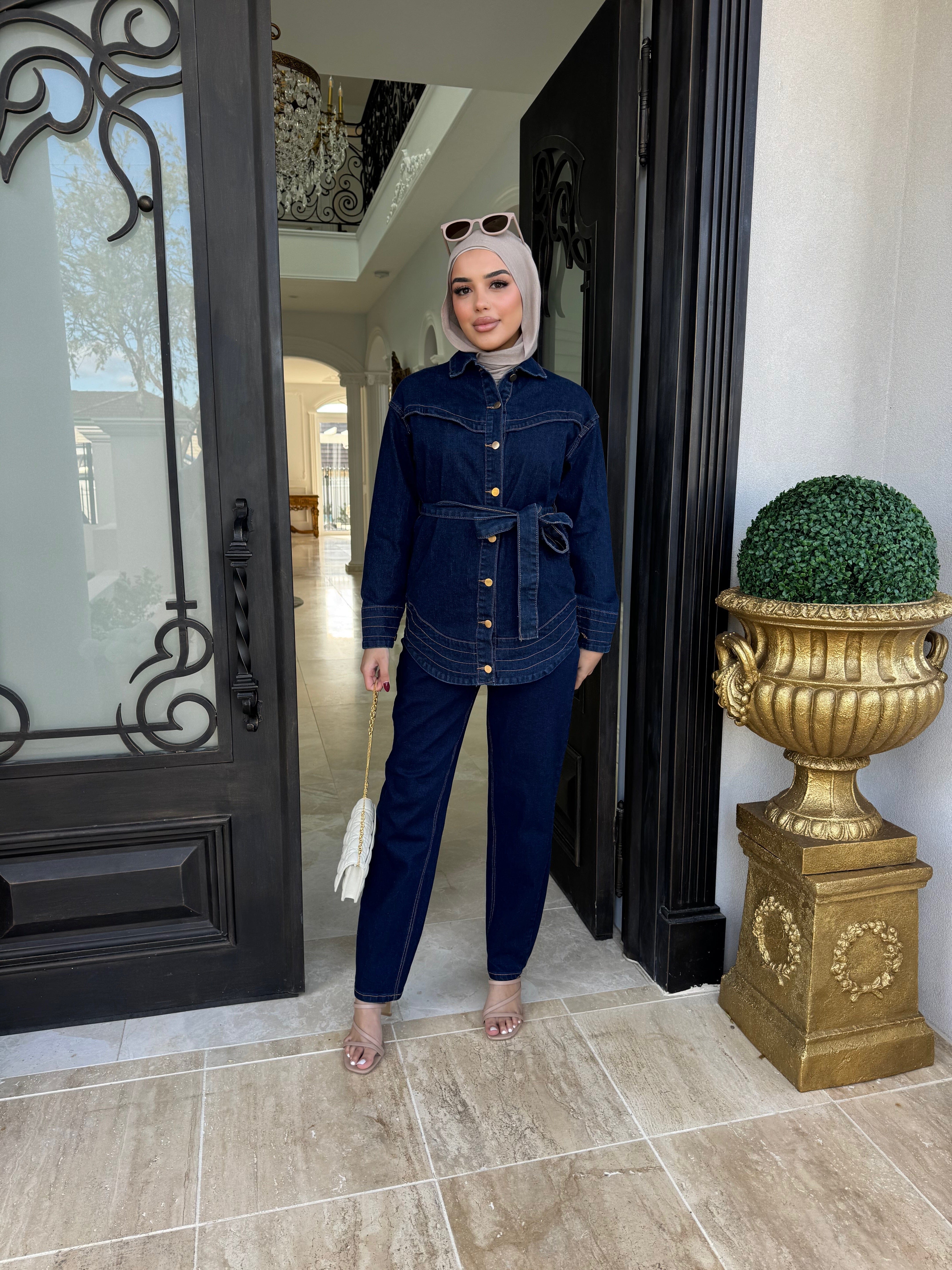Contrast Denim Set