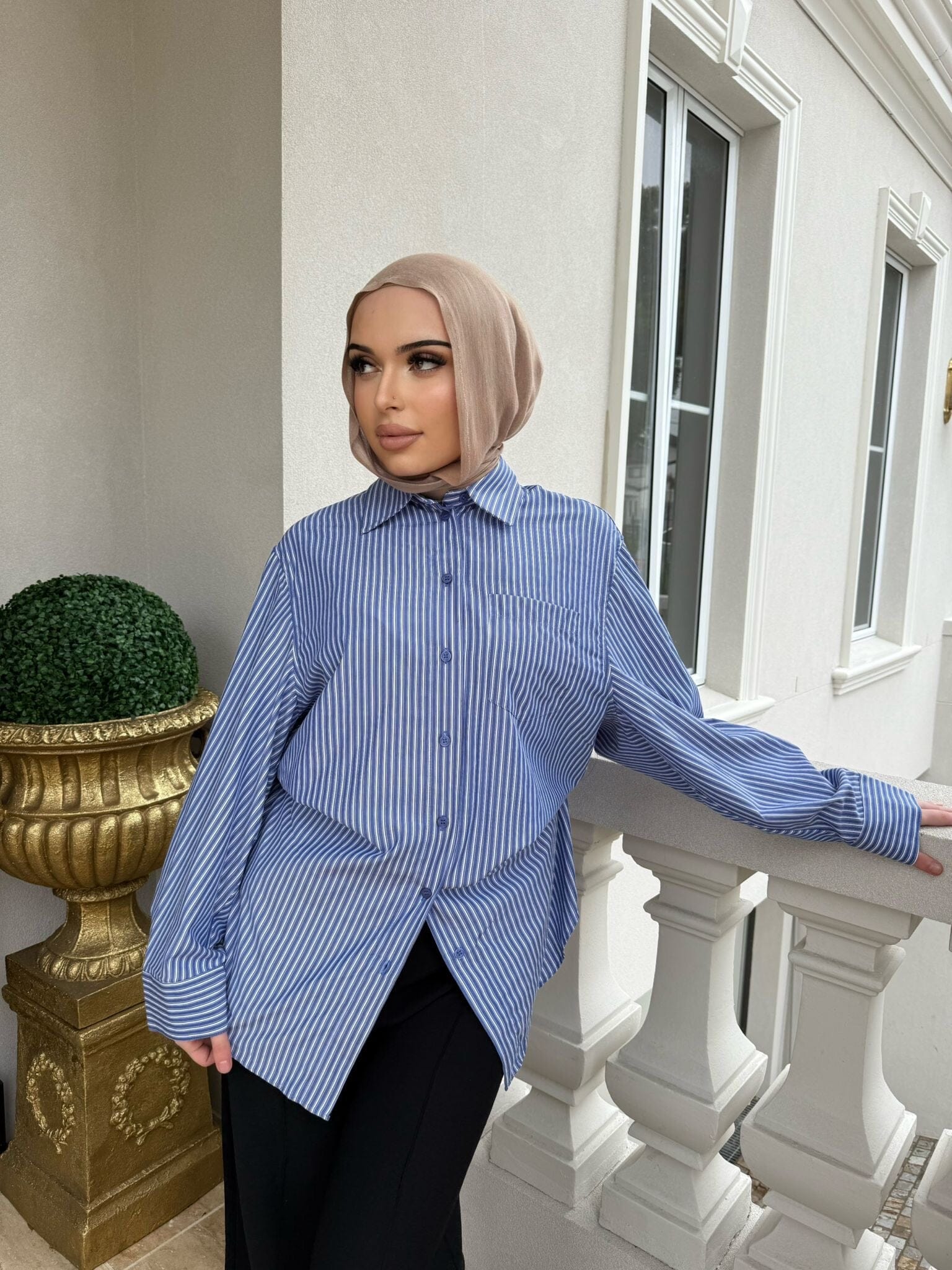 Gathered Stripe Shirt