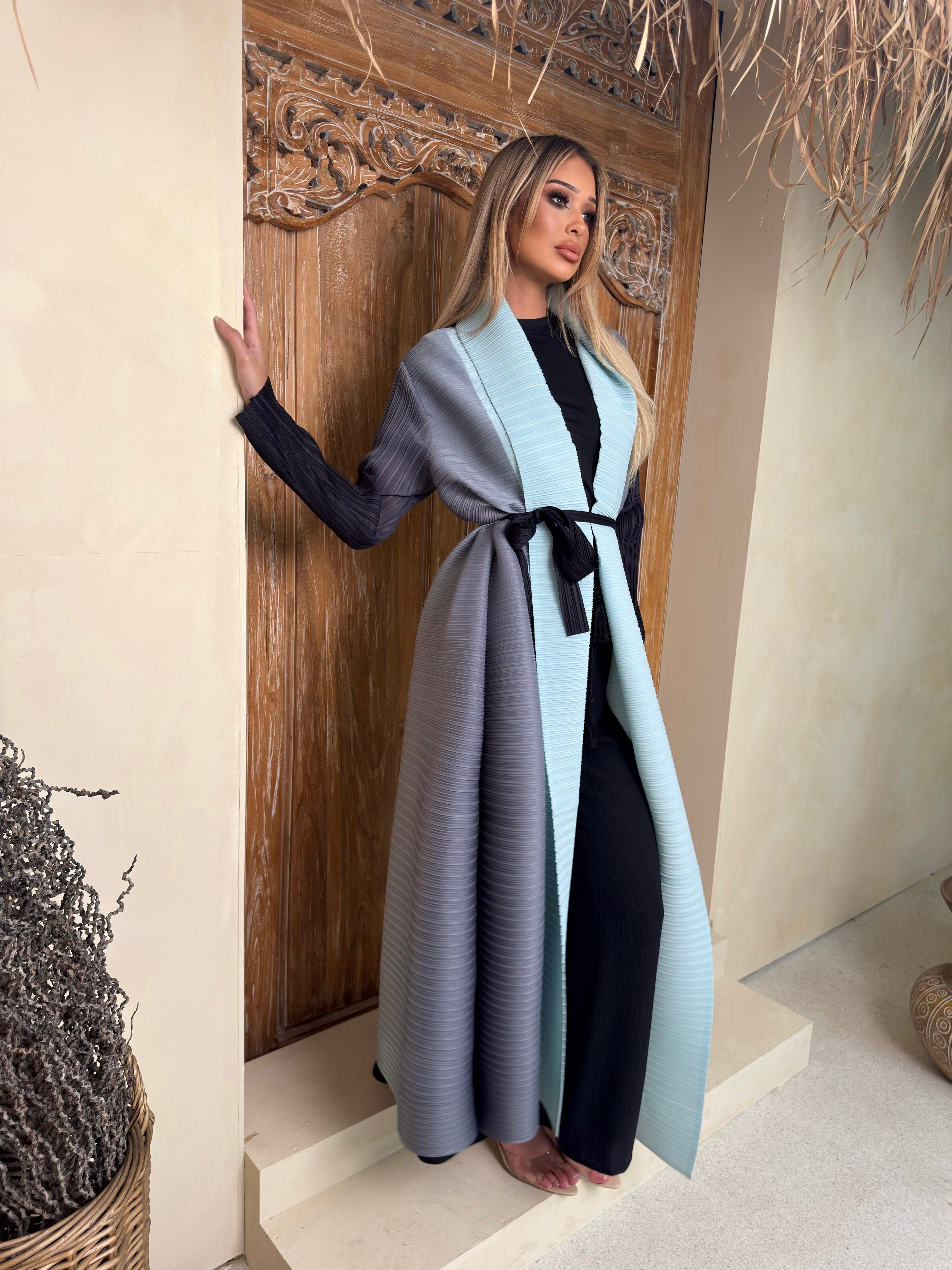 Layali Greys Pleated Abaya