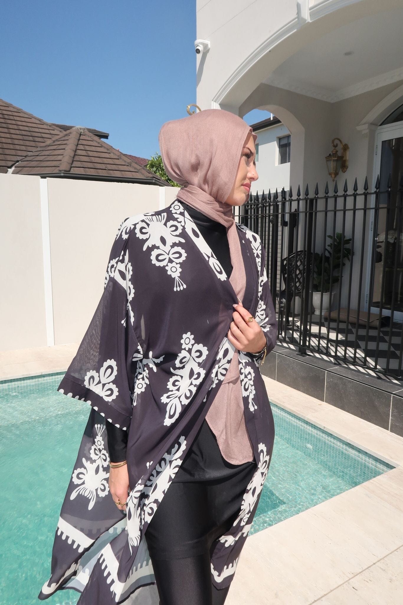 Monochrome Swim Kimono