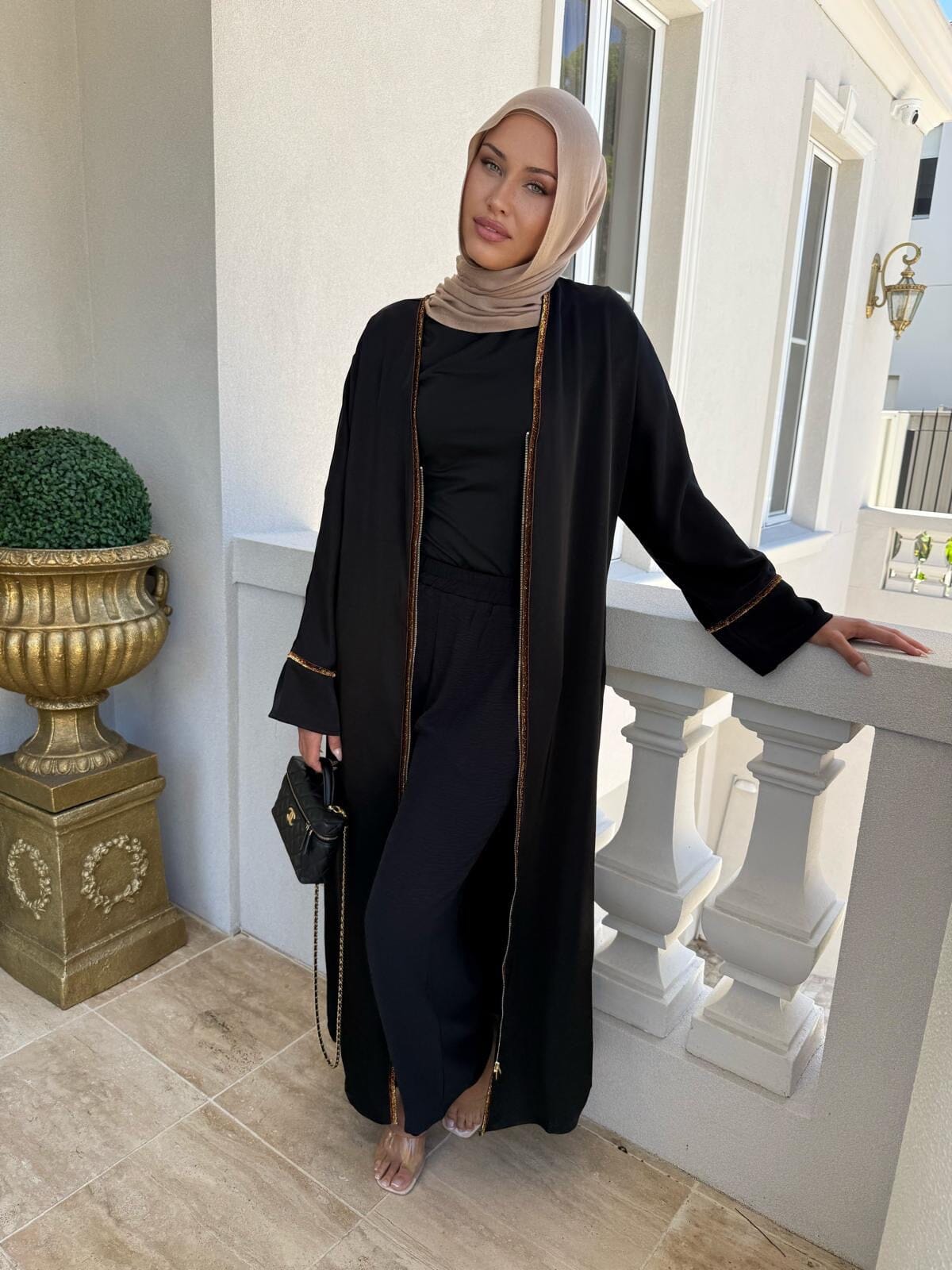 Satin Trimmed Abaya