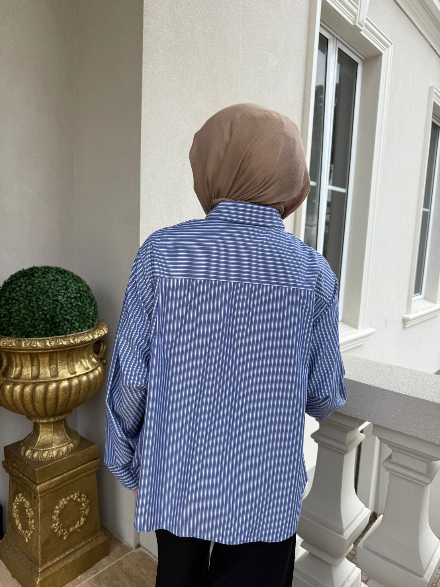Gathered Stripe Shirt