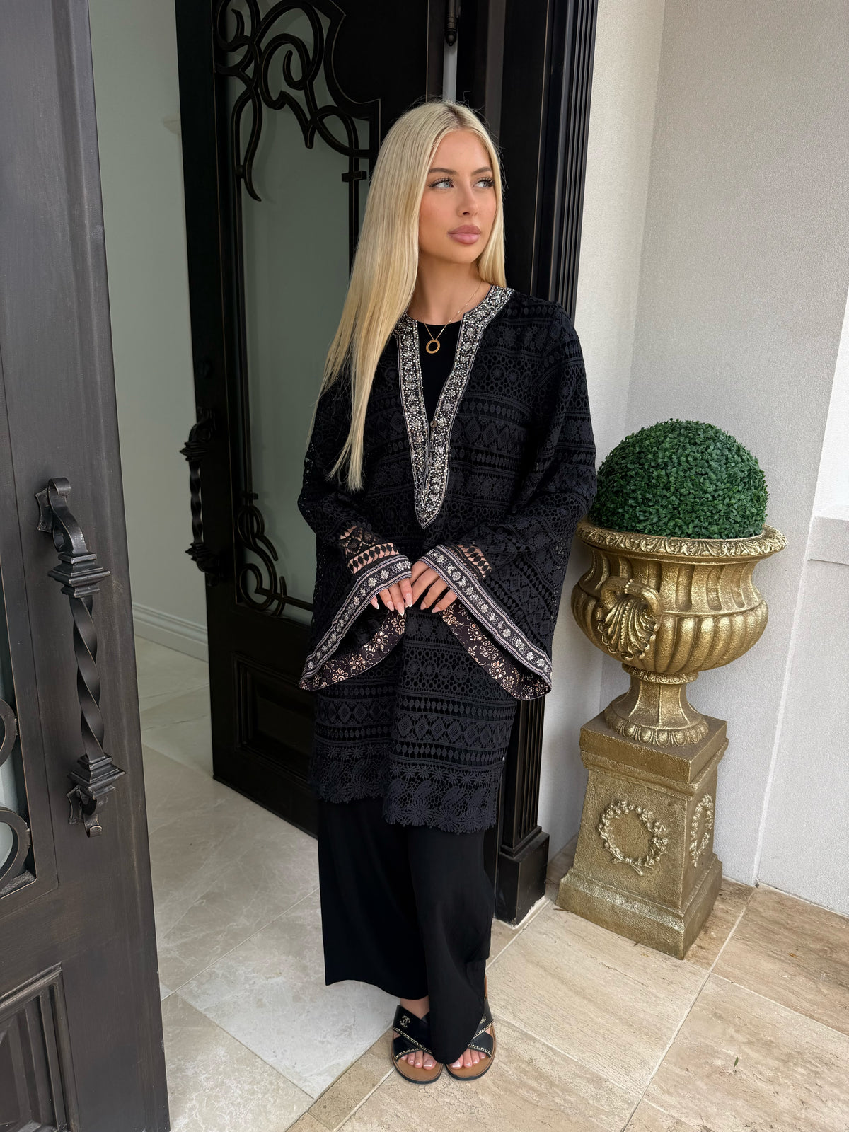 Embellished Crochet Tunic
