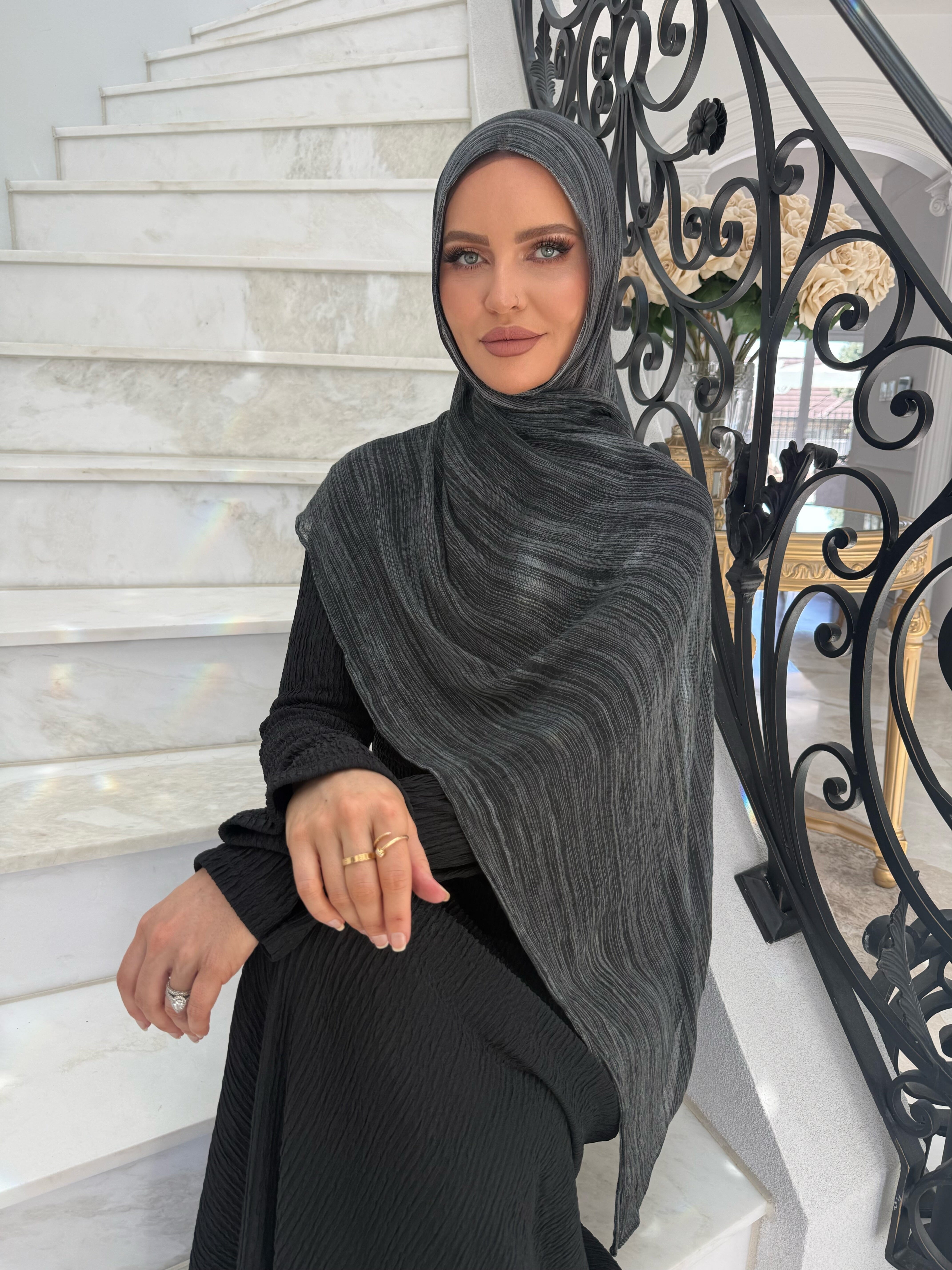 Washed Black Striped Crinkle