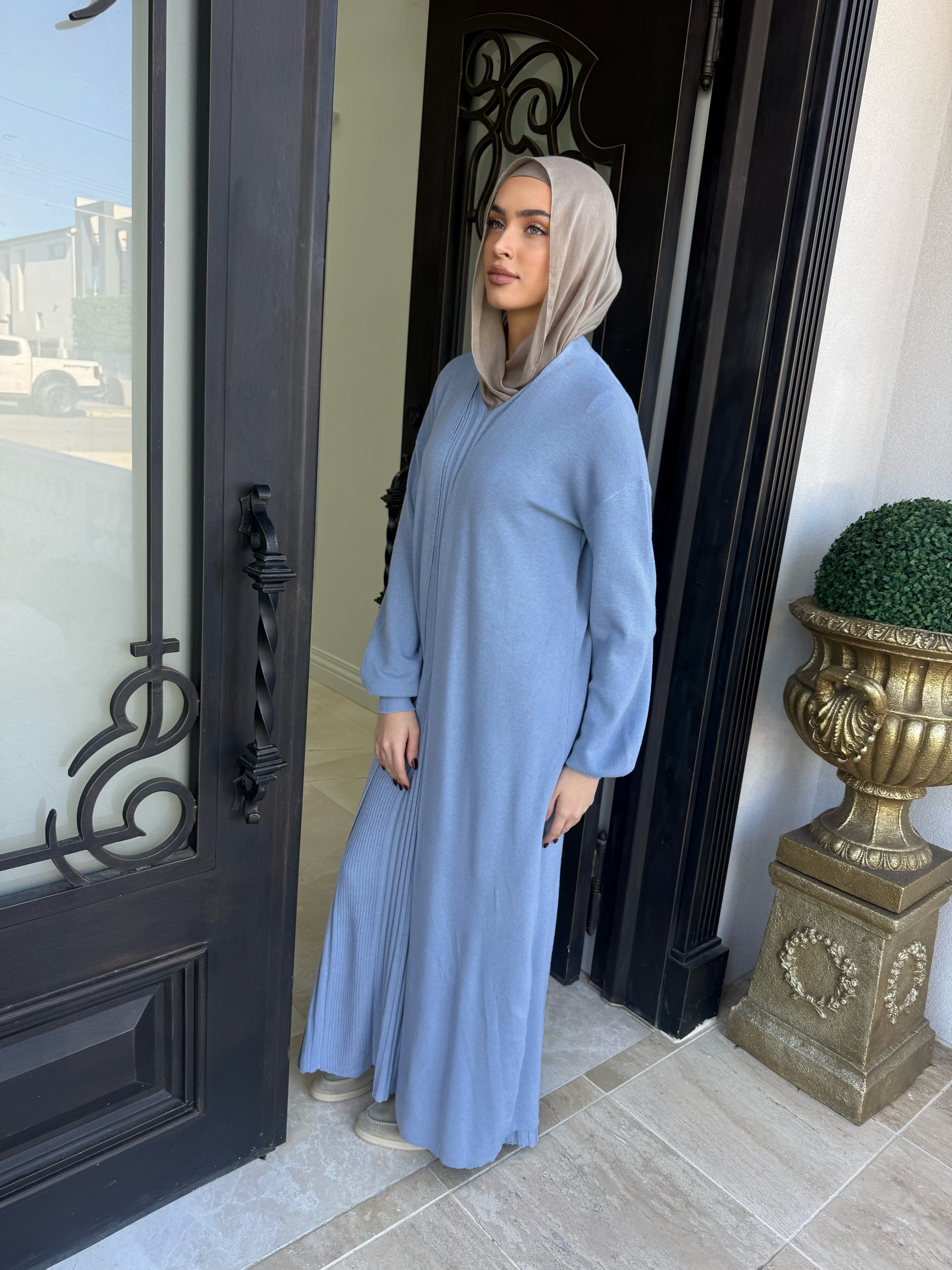 Ribbed Knit Abaya Set