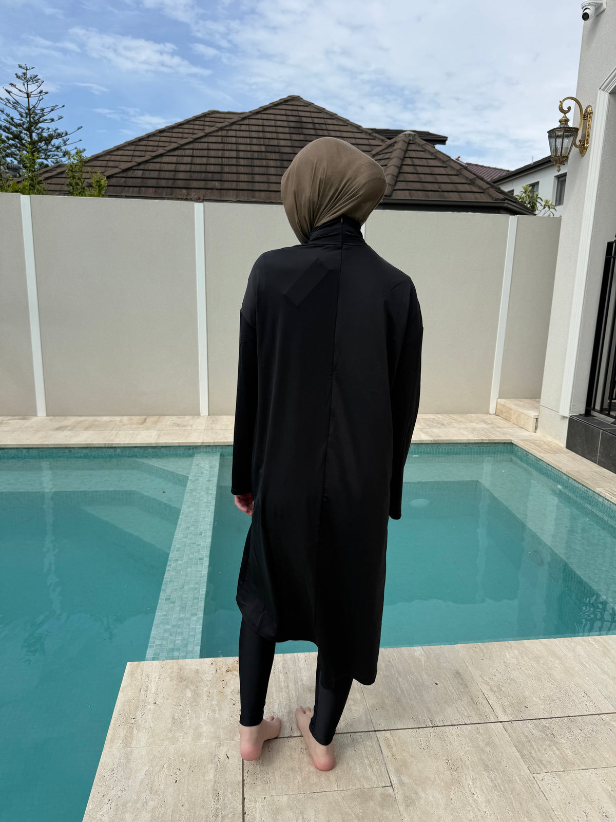 Black V Swim Kaftan