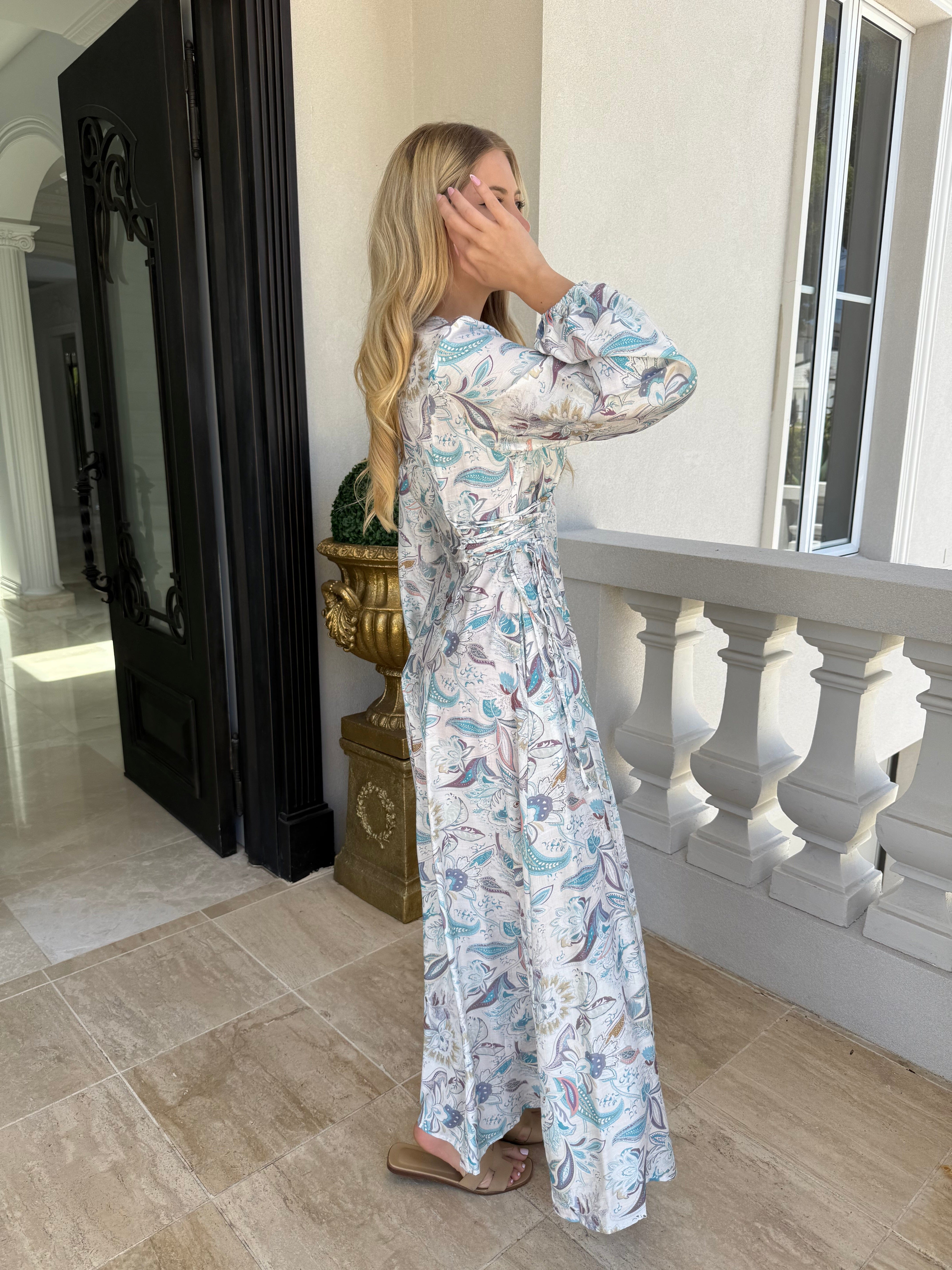 Paisley Blue Tie Dress