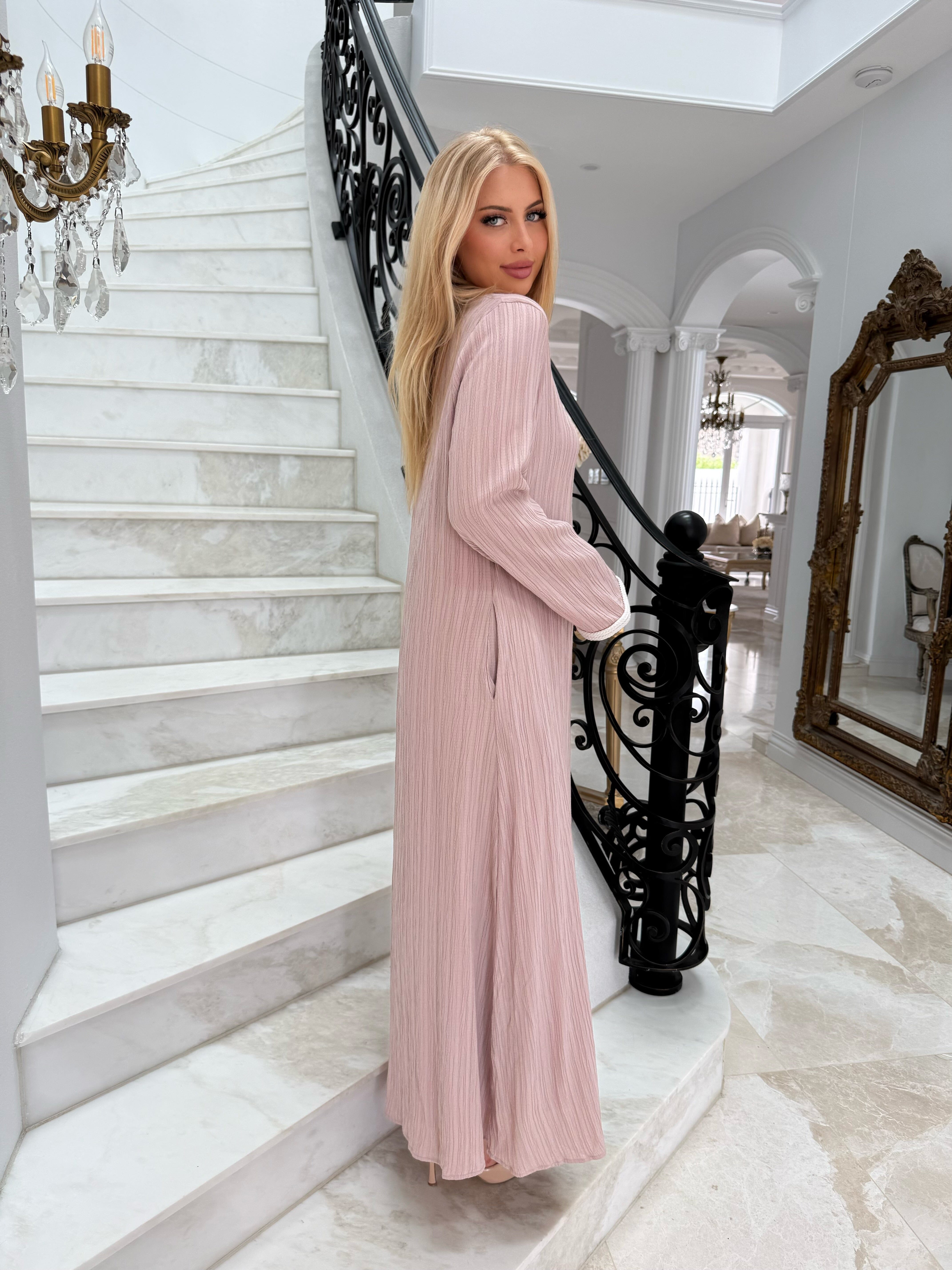 Trimmed Crinkle Abaya