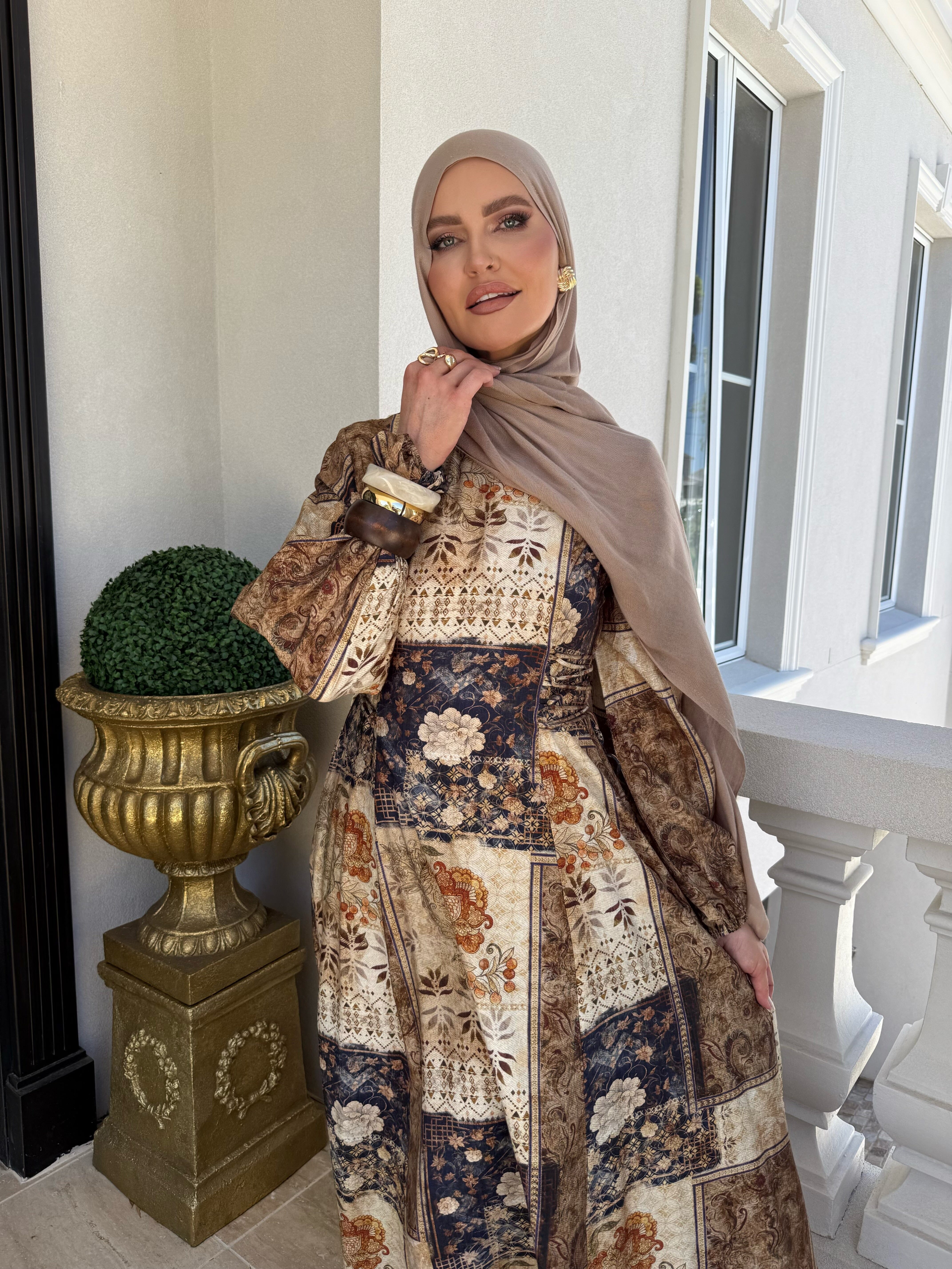 Vintage Floral Tie Dresa