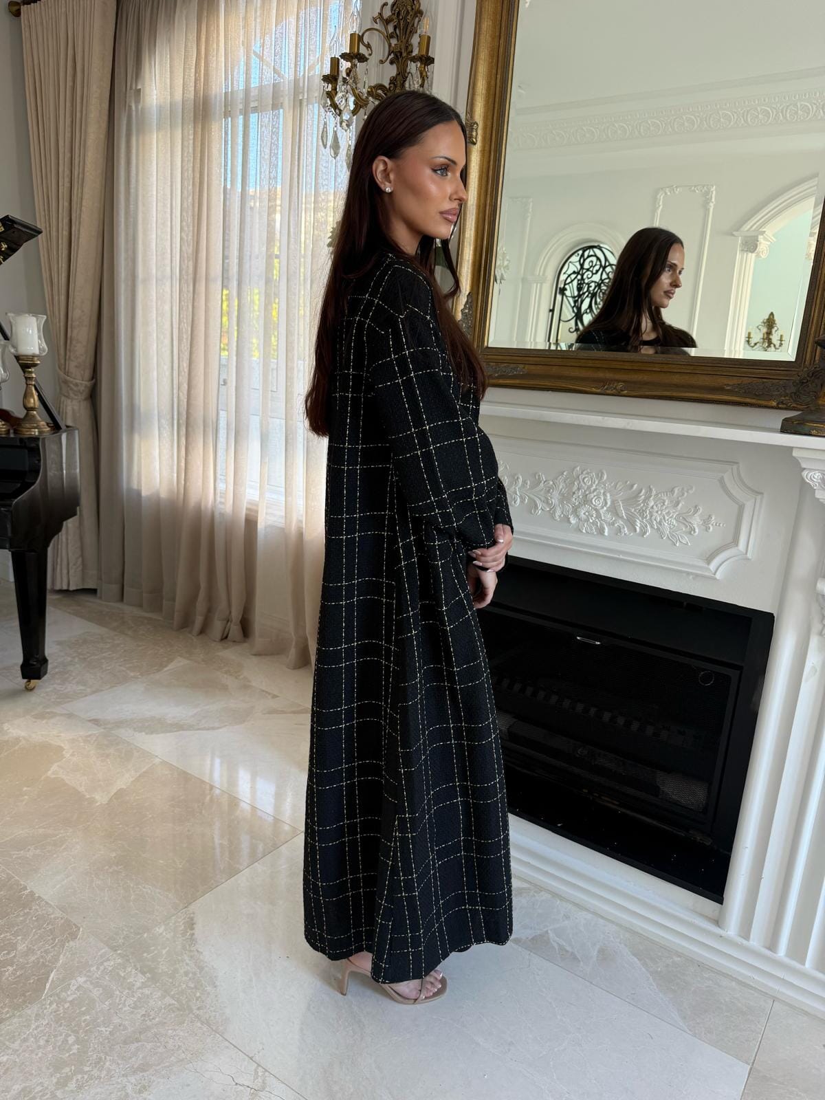 Tweed Pocket Open Abaya