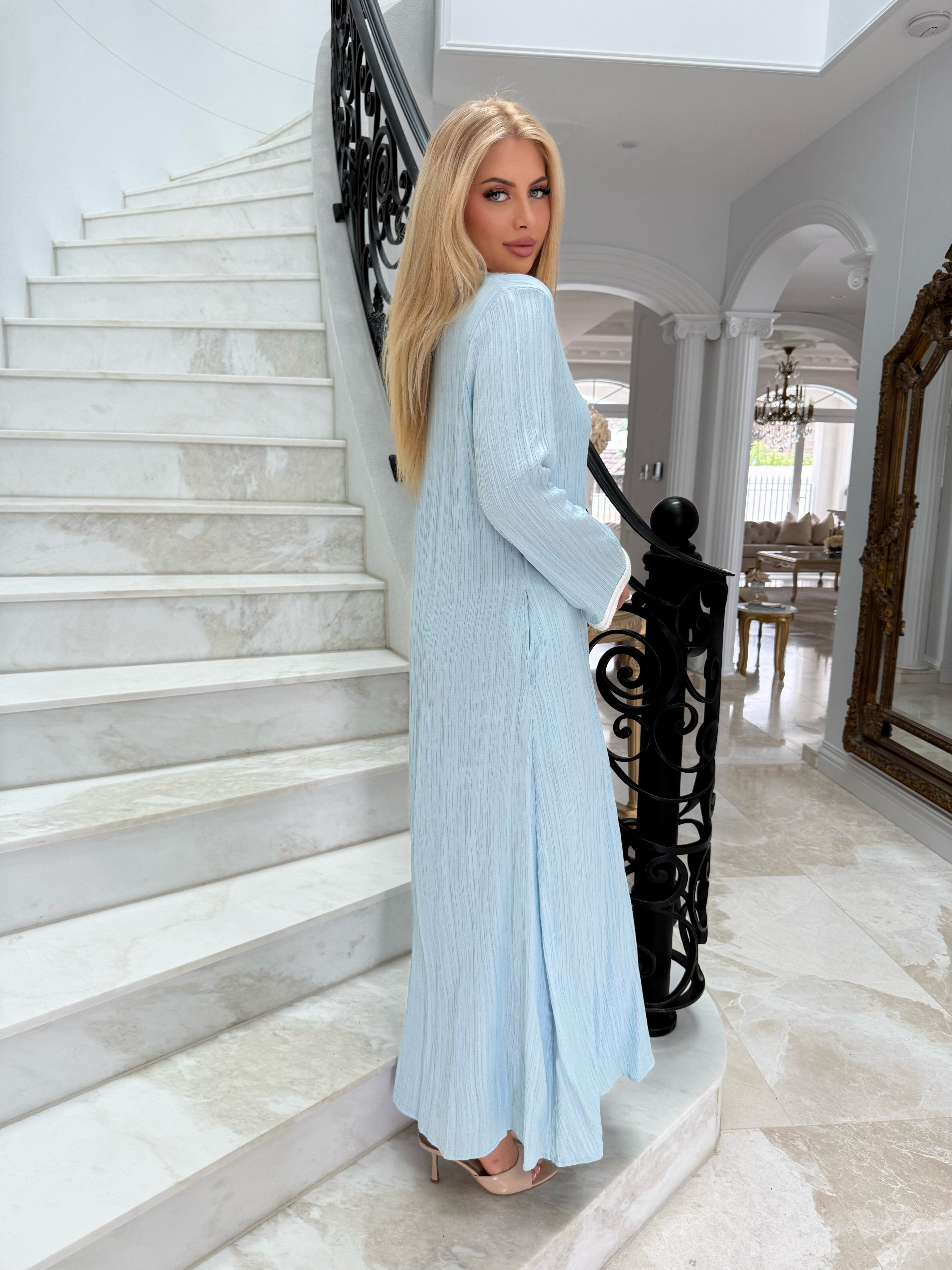 Trimmed Crinkle Abaya