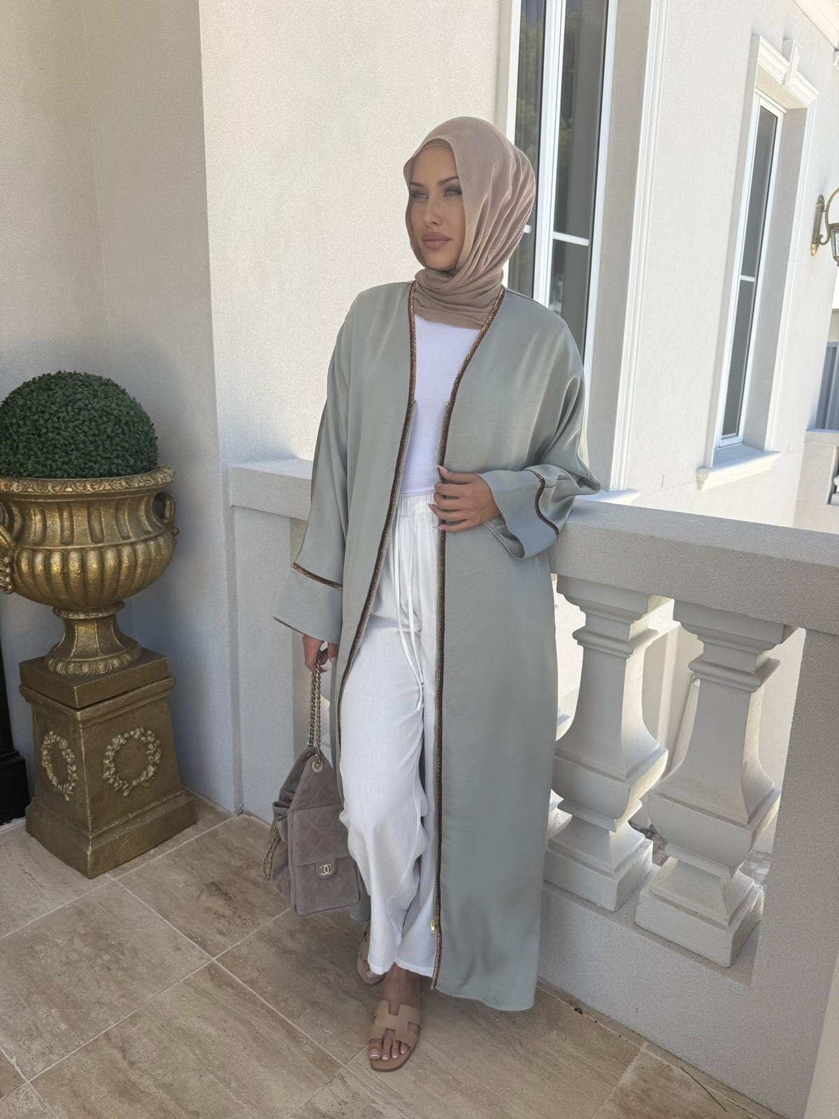Satin Trimmed Abaya