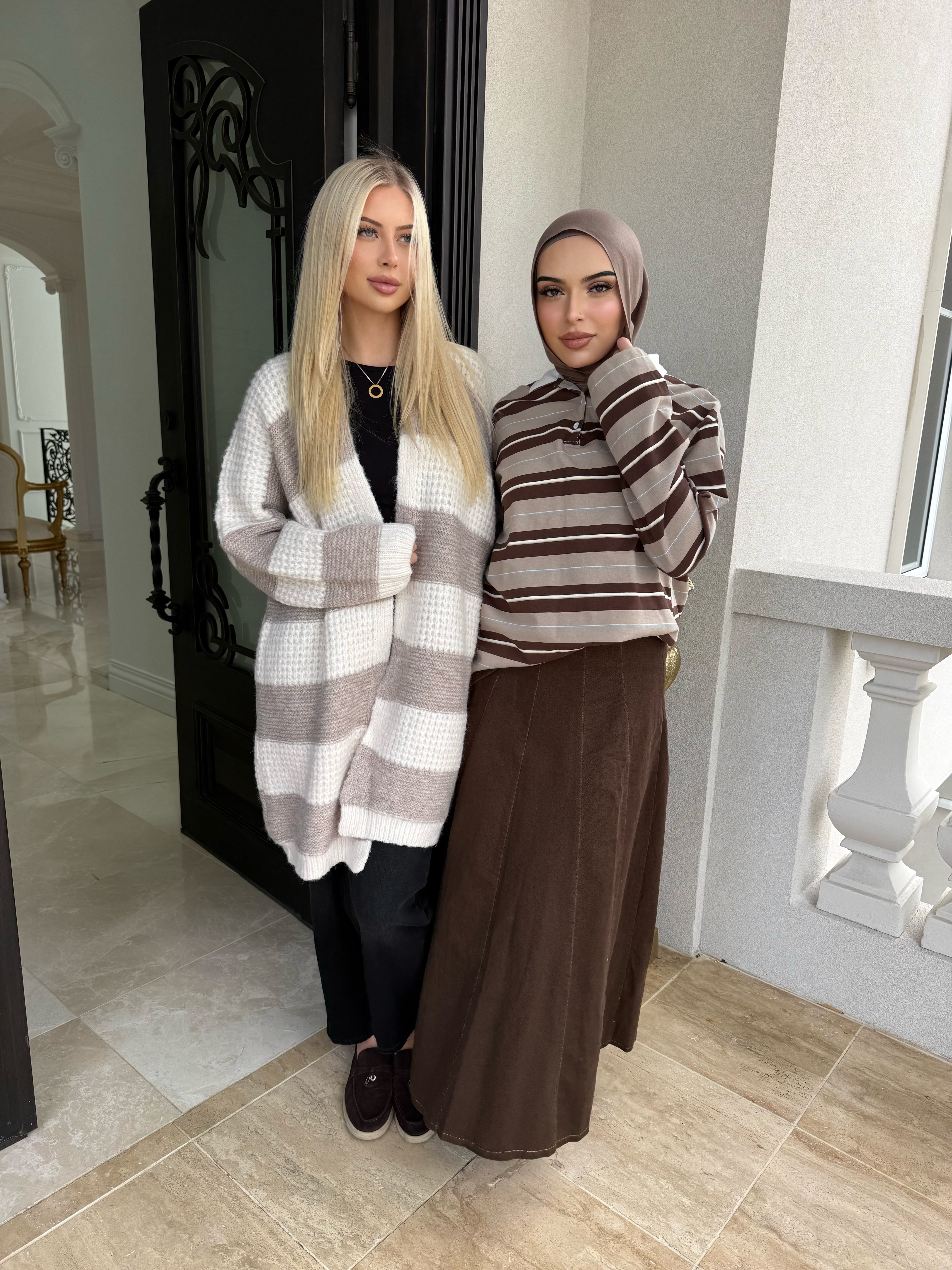 Brown Stripe Long Tee