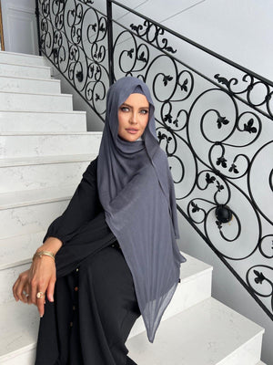Grey Blue Hijab Set