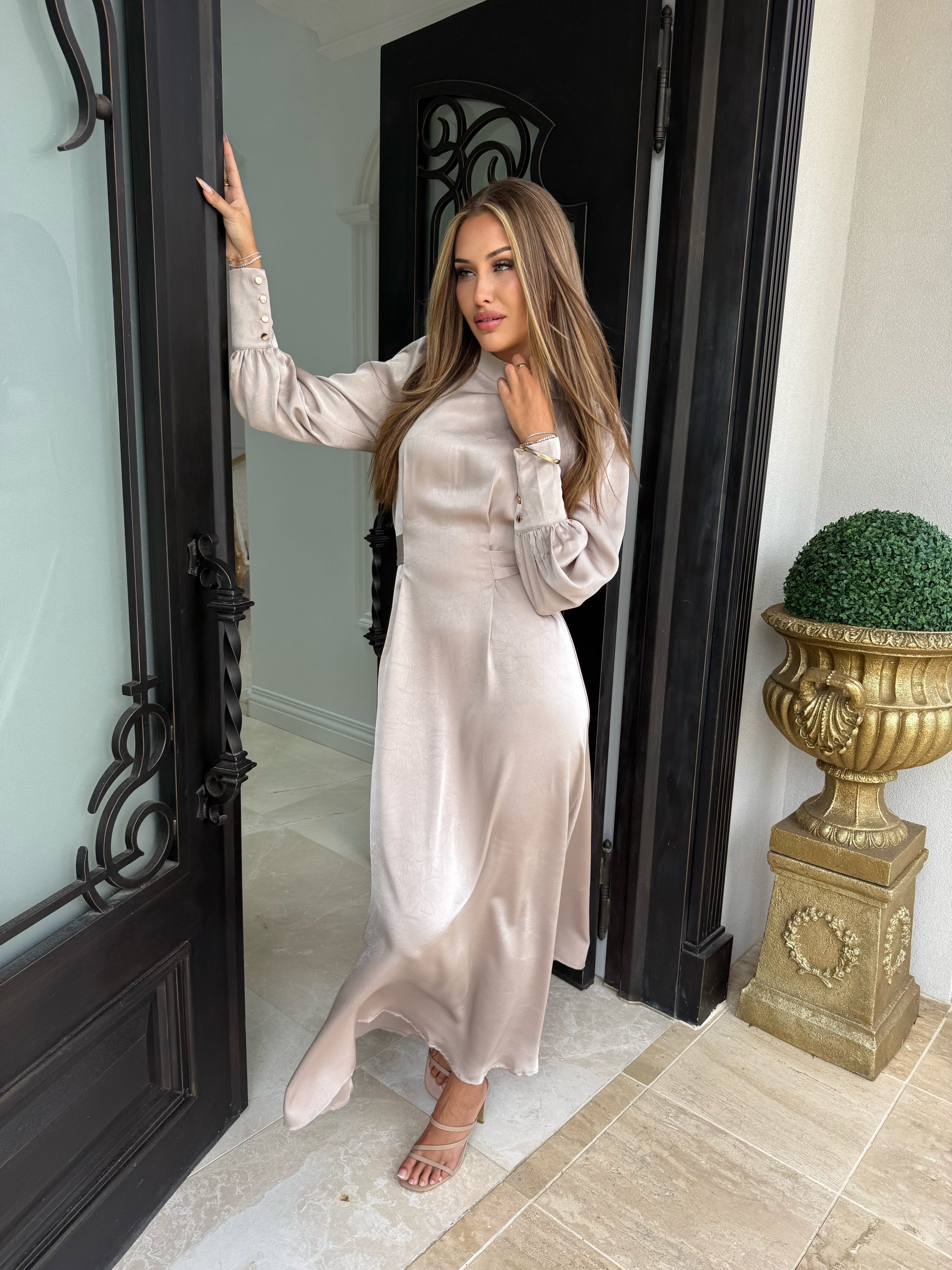 Layali Satin Back Tie Dress