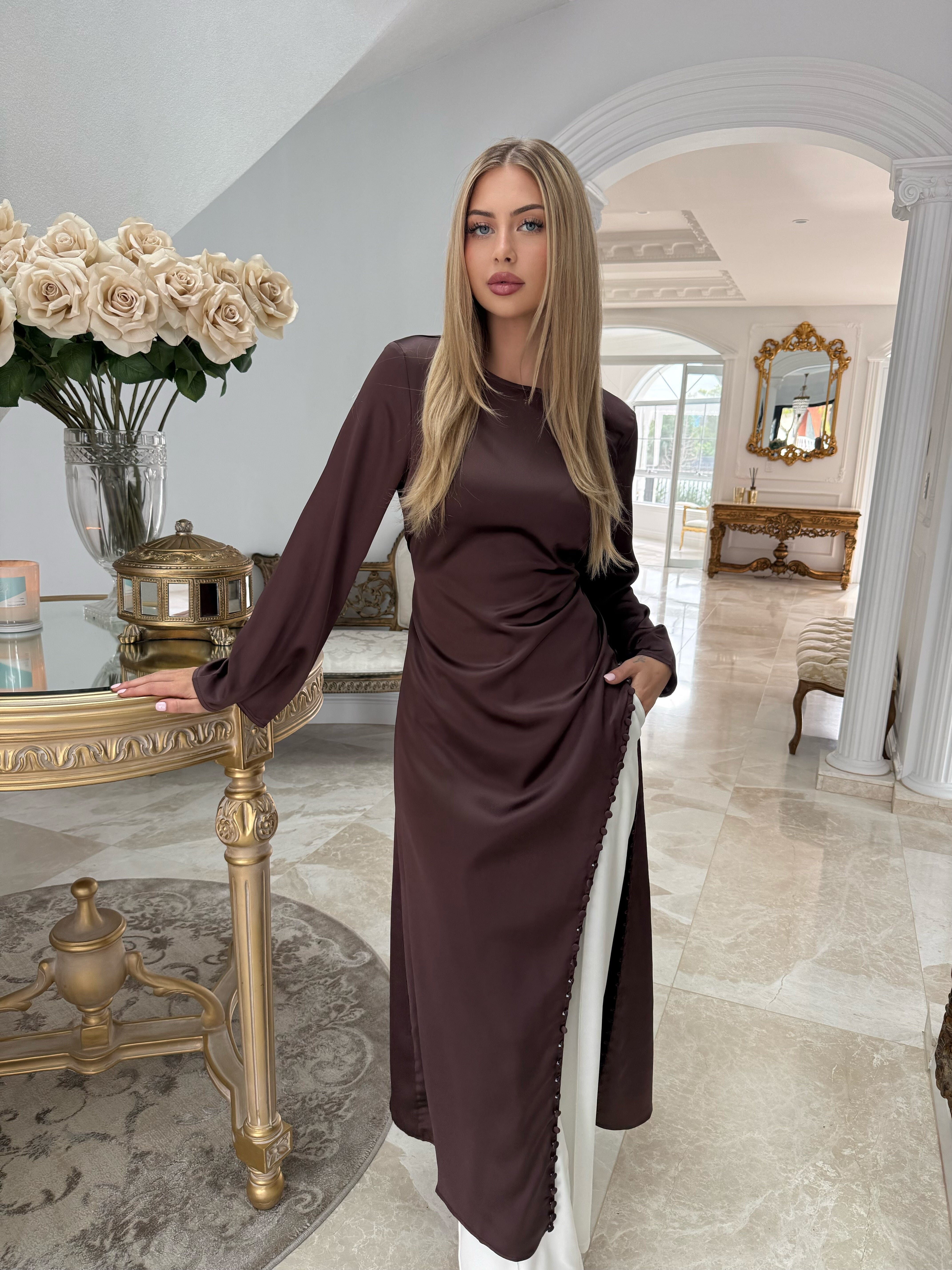 Satin Button Split Tunic