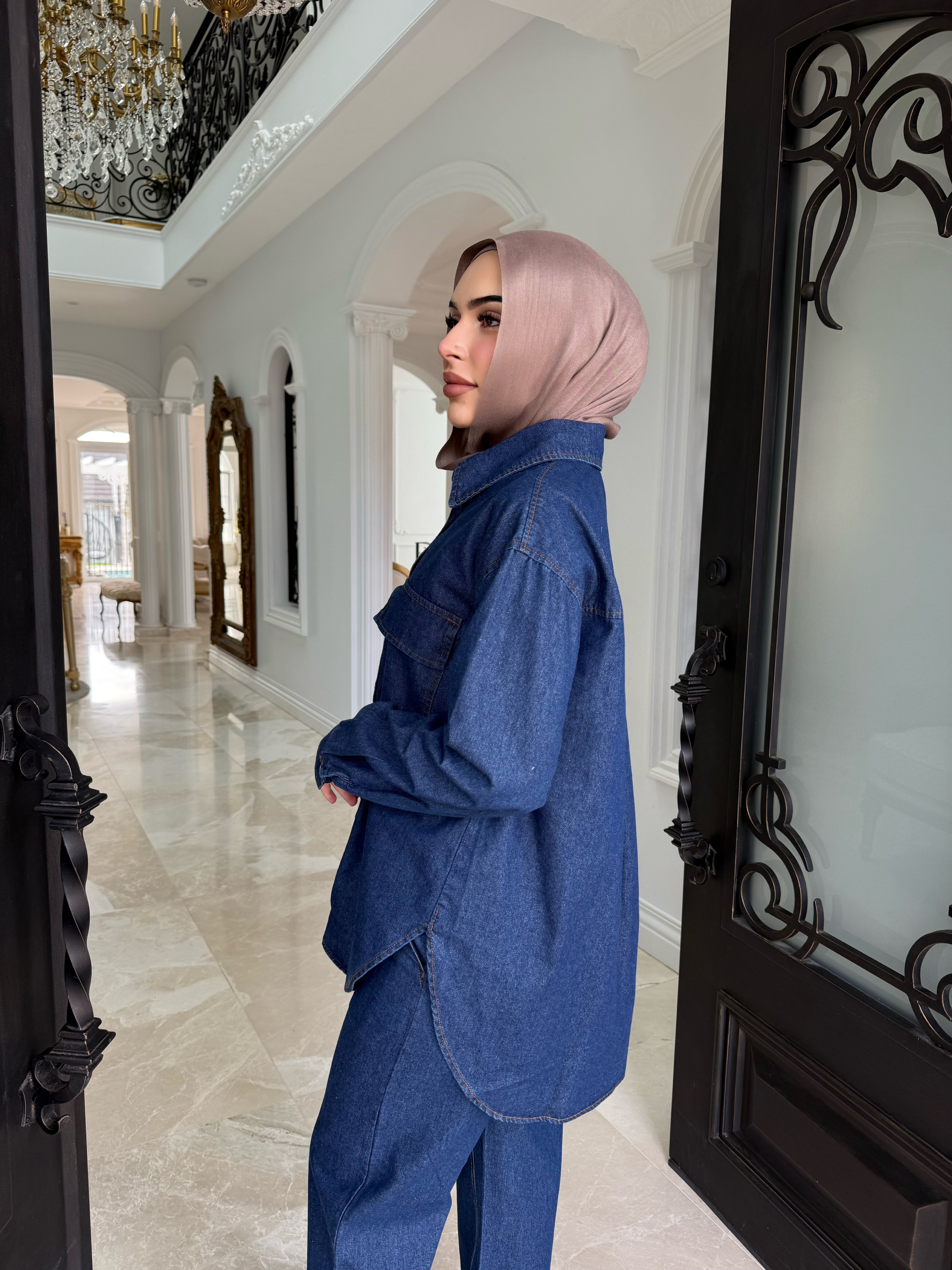 Denin Shacket Set