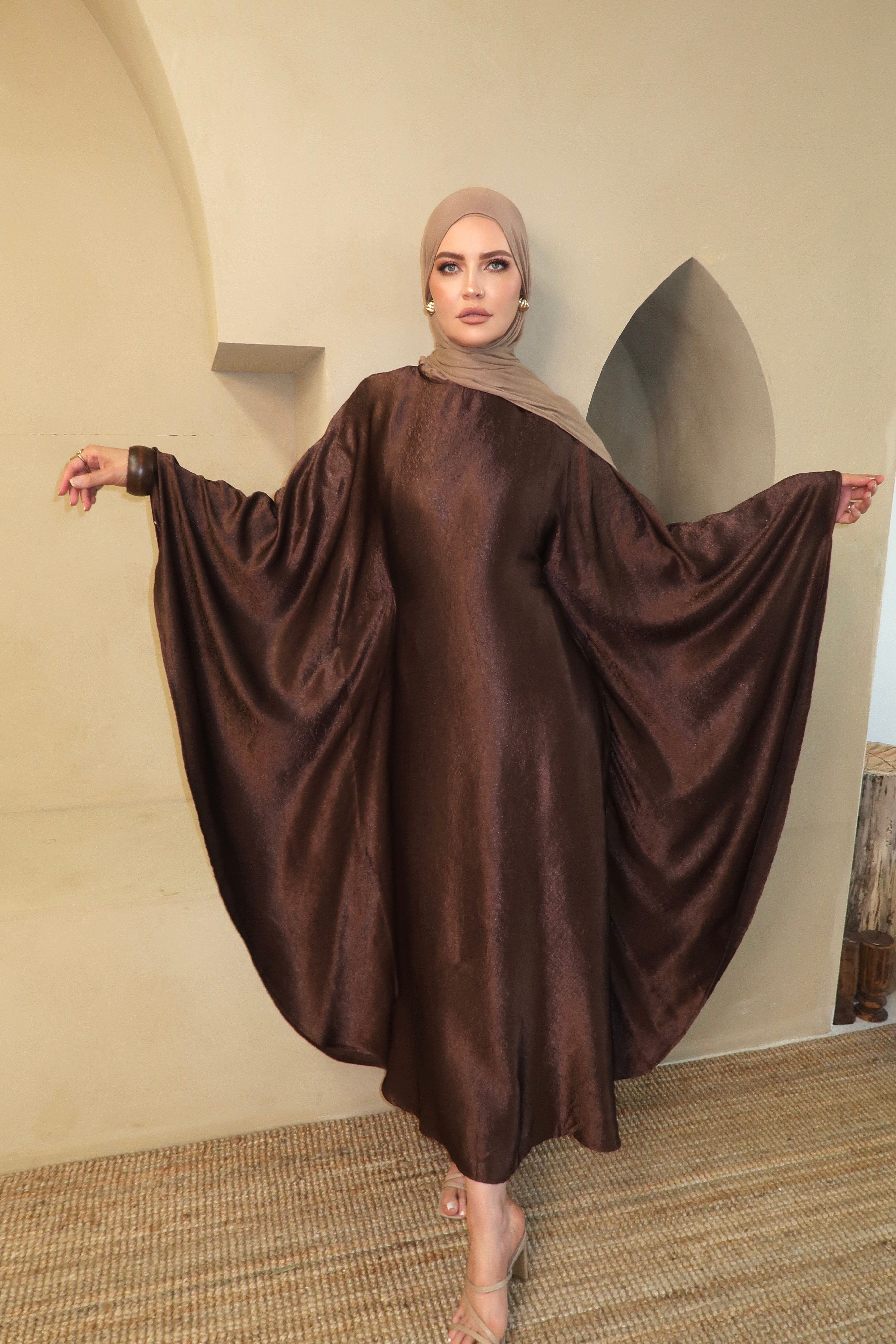Layali Textured Satin Batwing Abaya
