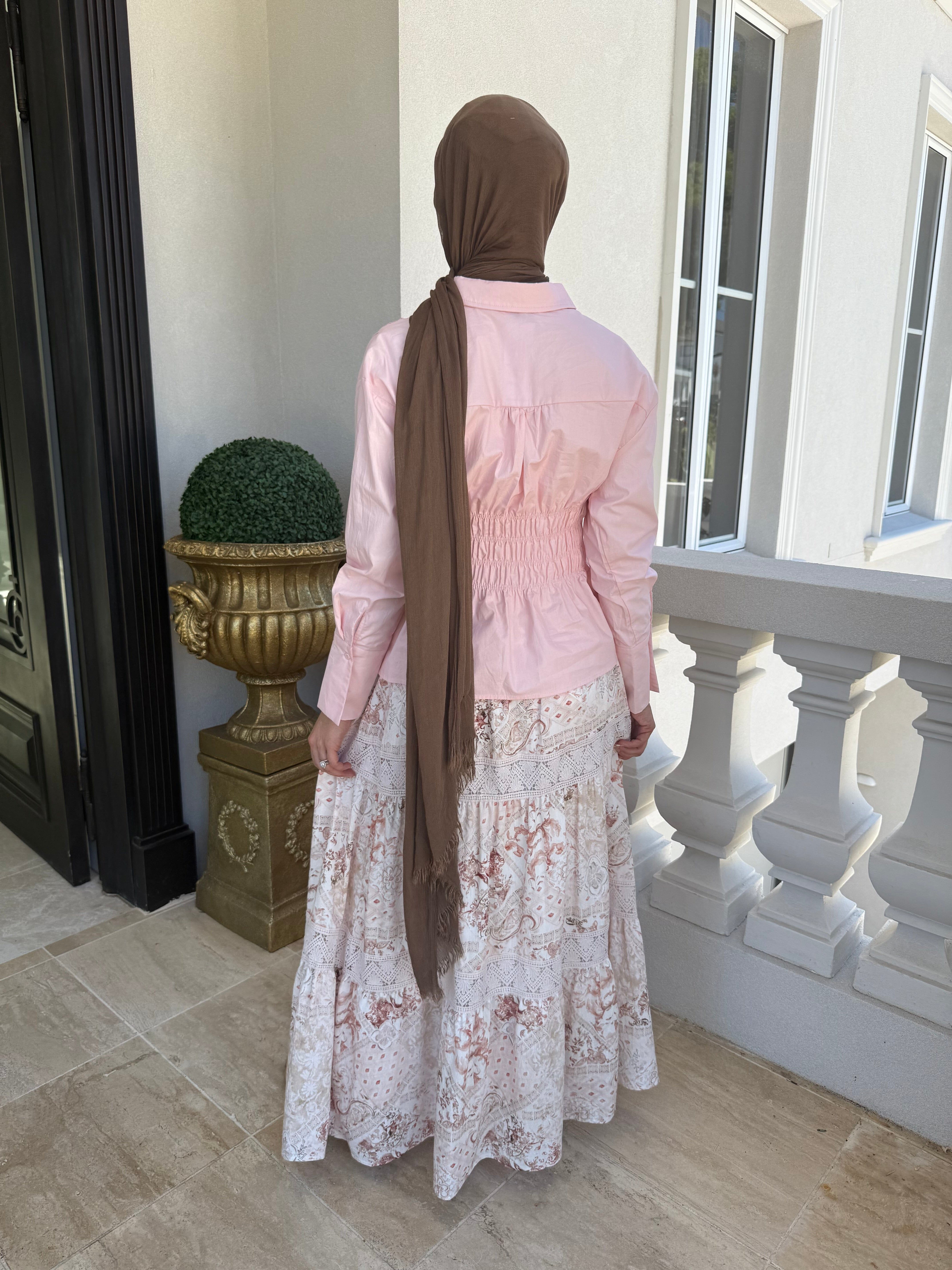 Blush Printed Lace Skirt