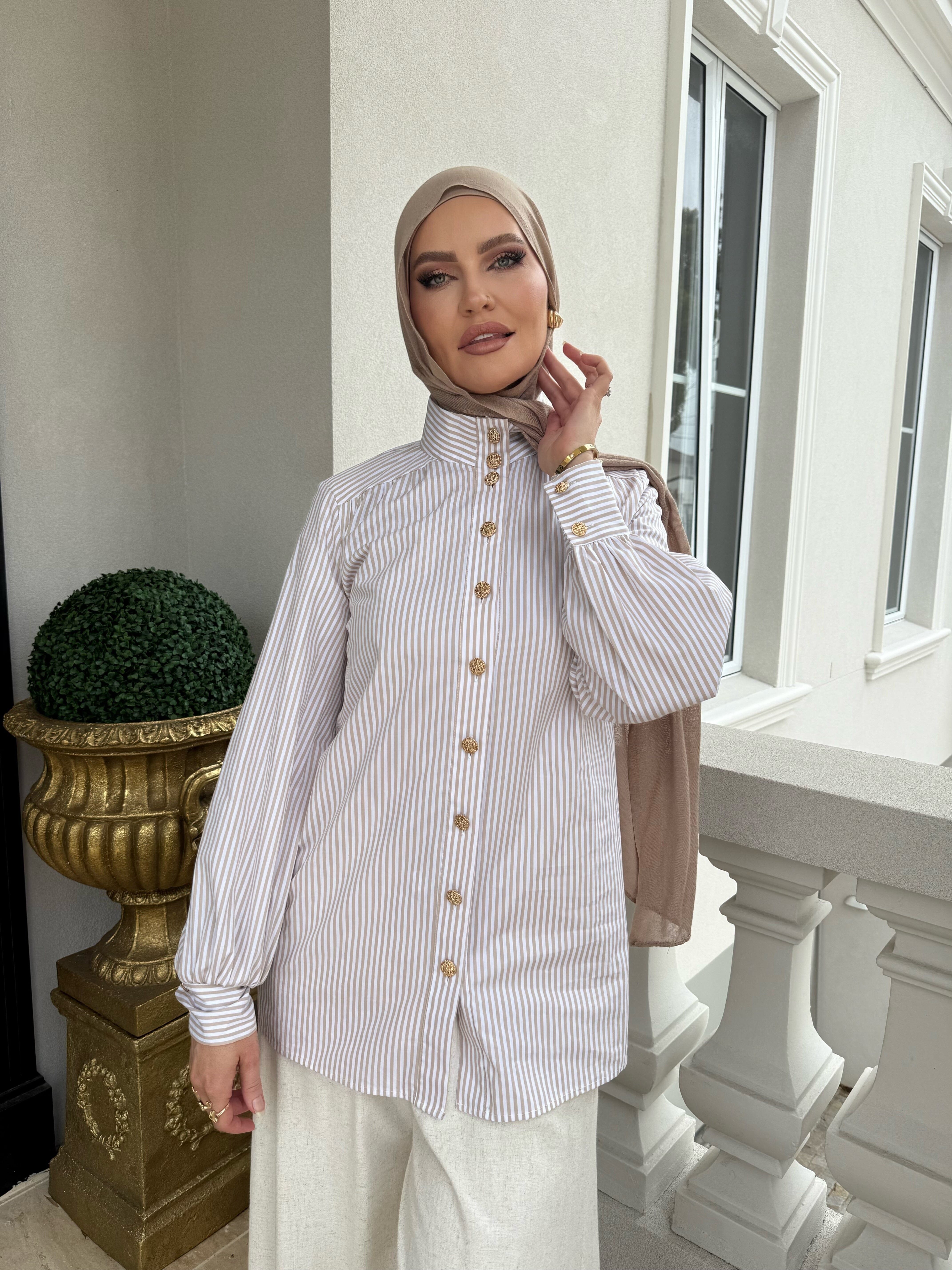 Stripe Gold Button Shirt