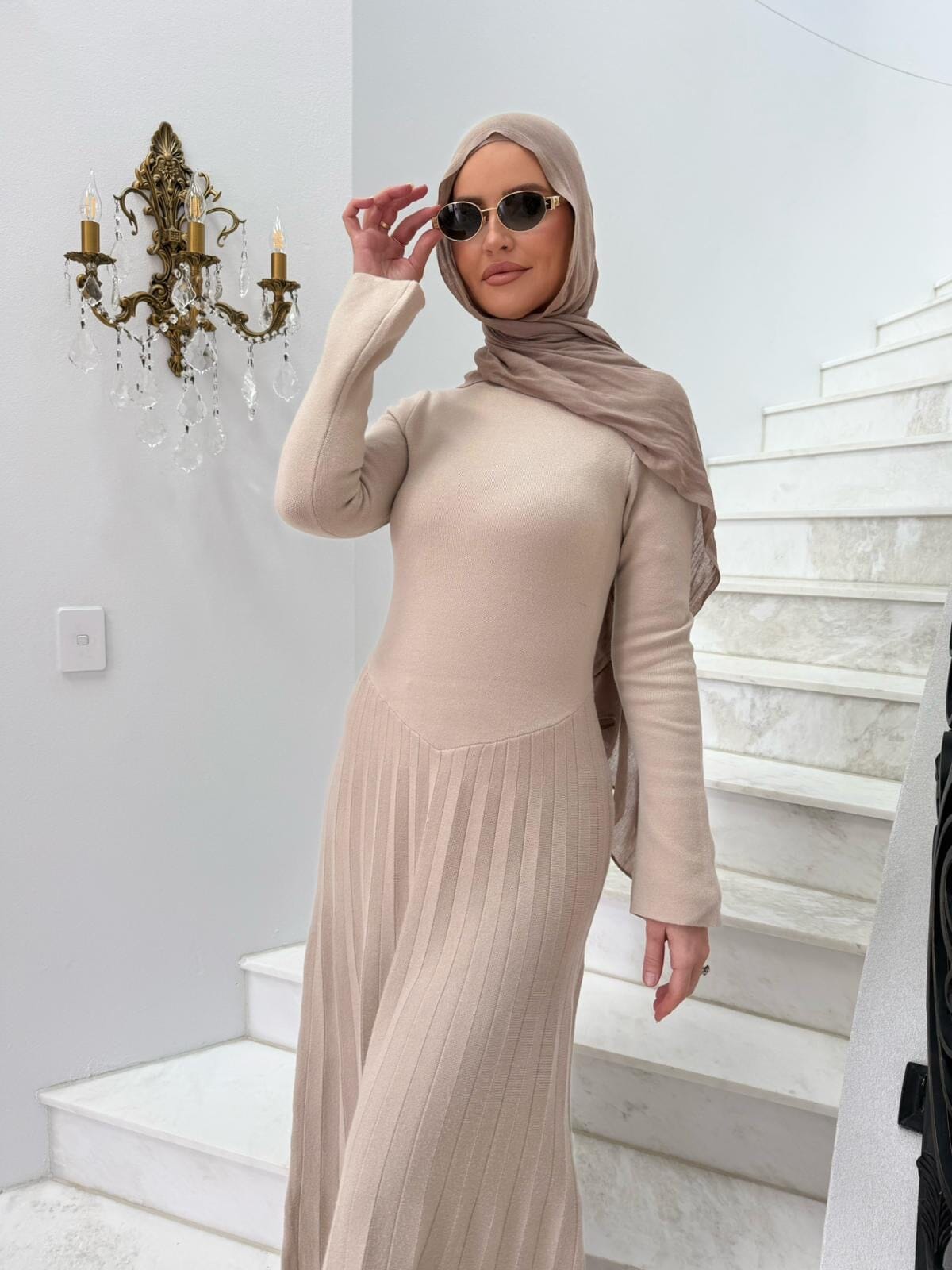 Pleated Knit Dress
