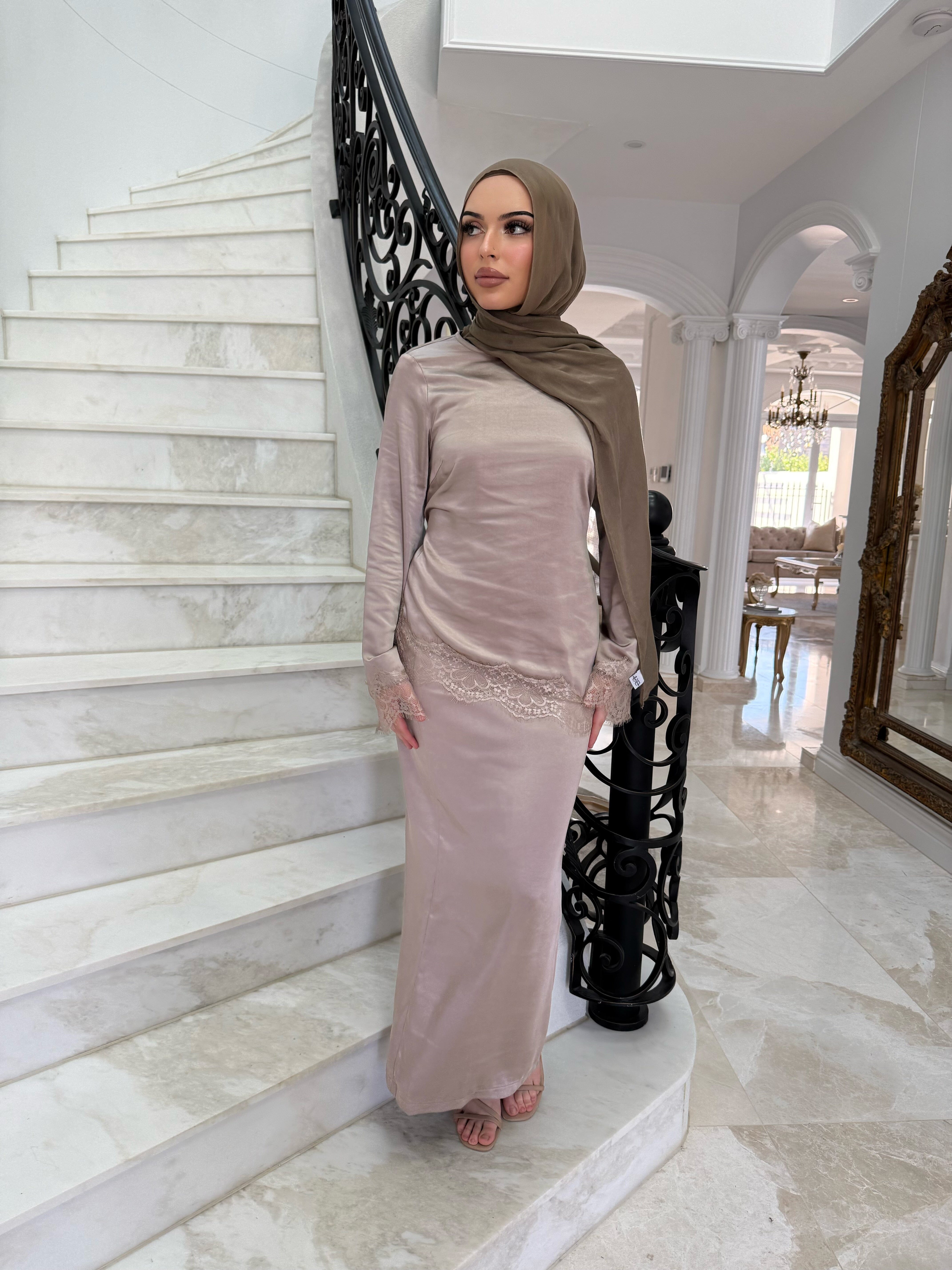 Satin Straight Skirt
