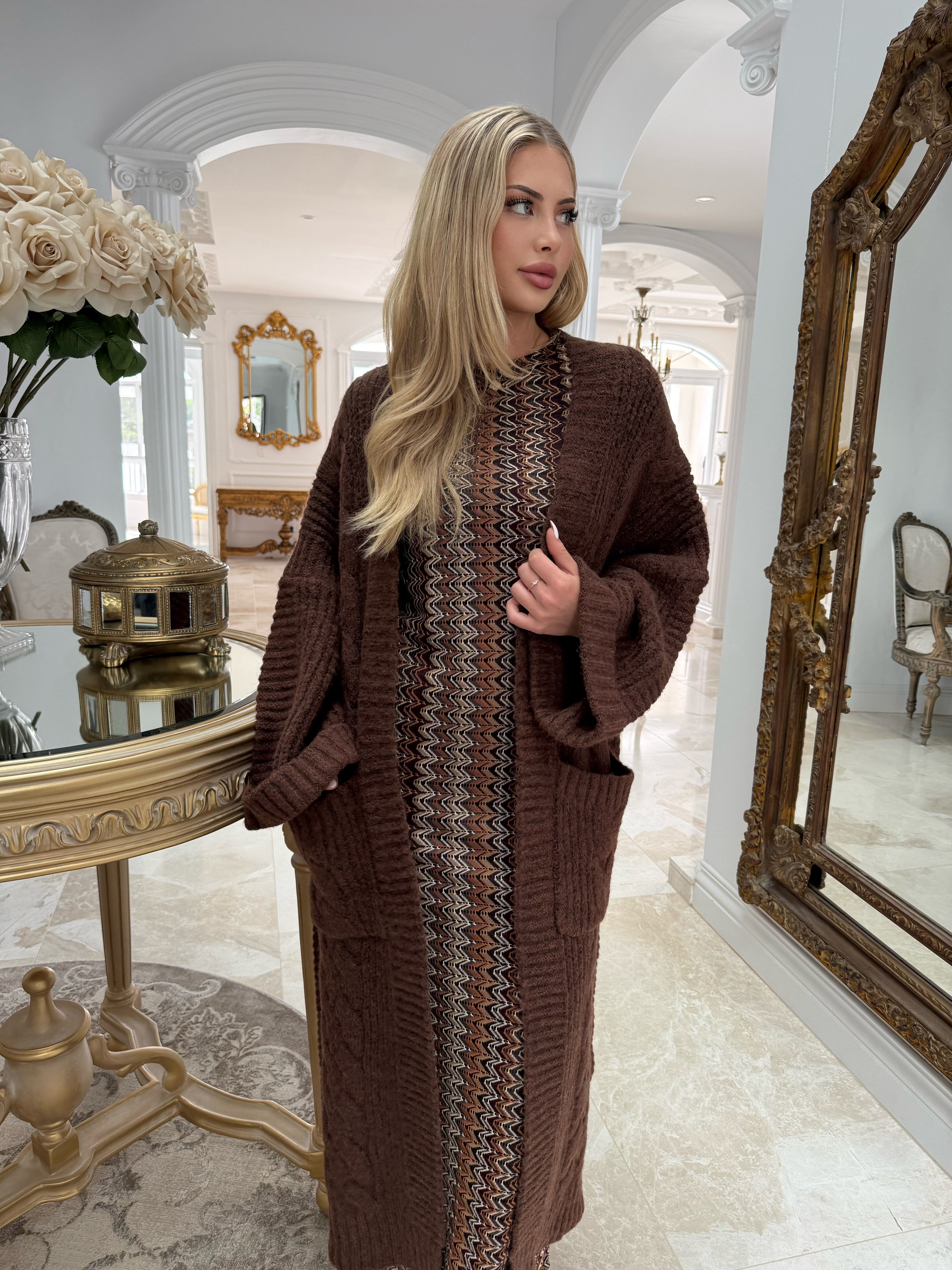 Aztec Maxi Brown Dress