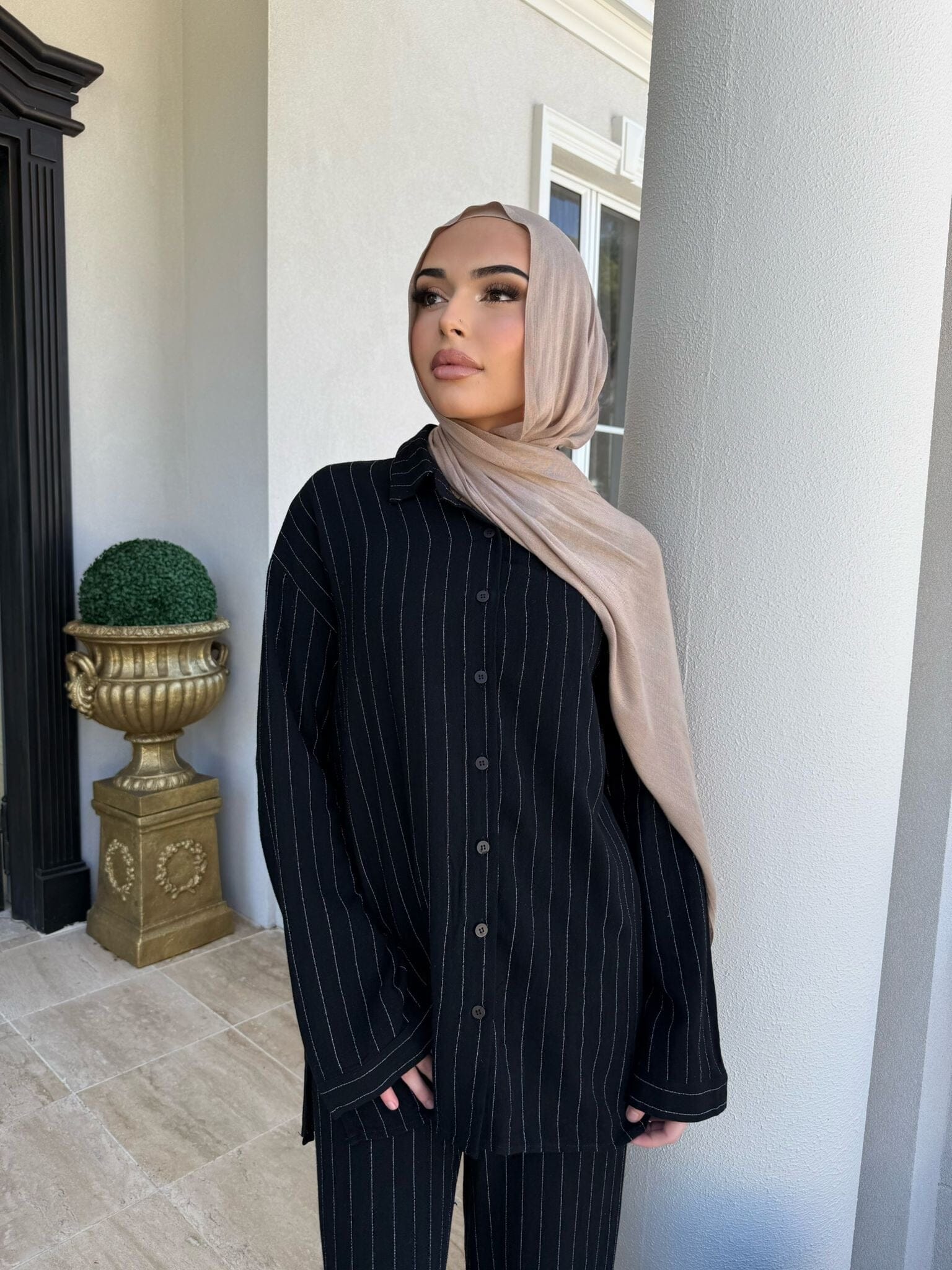 Pinstripe Linen Set