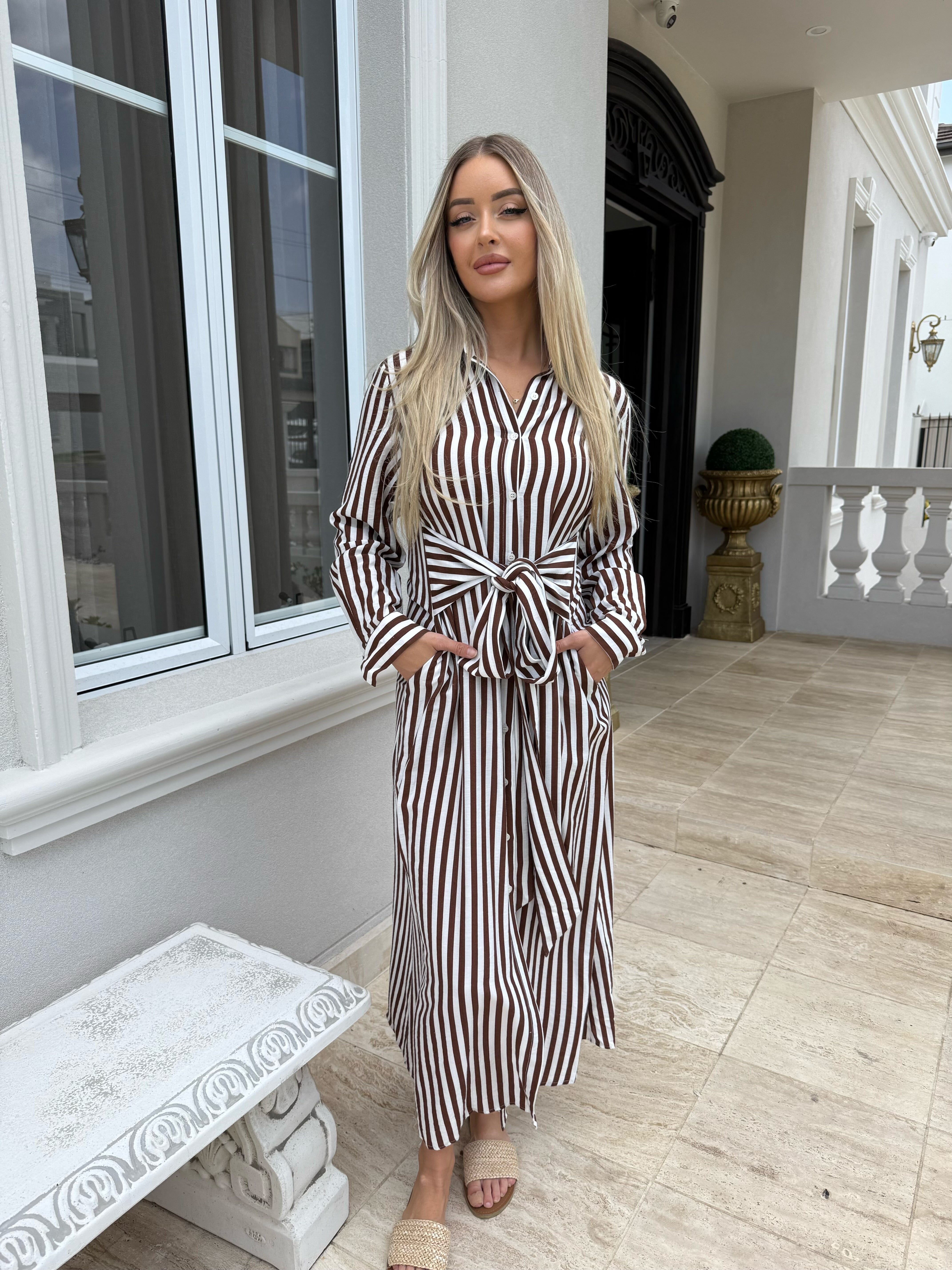 Stripe Brown Shirt/Dress