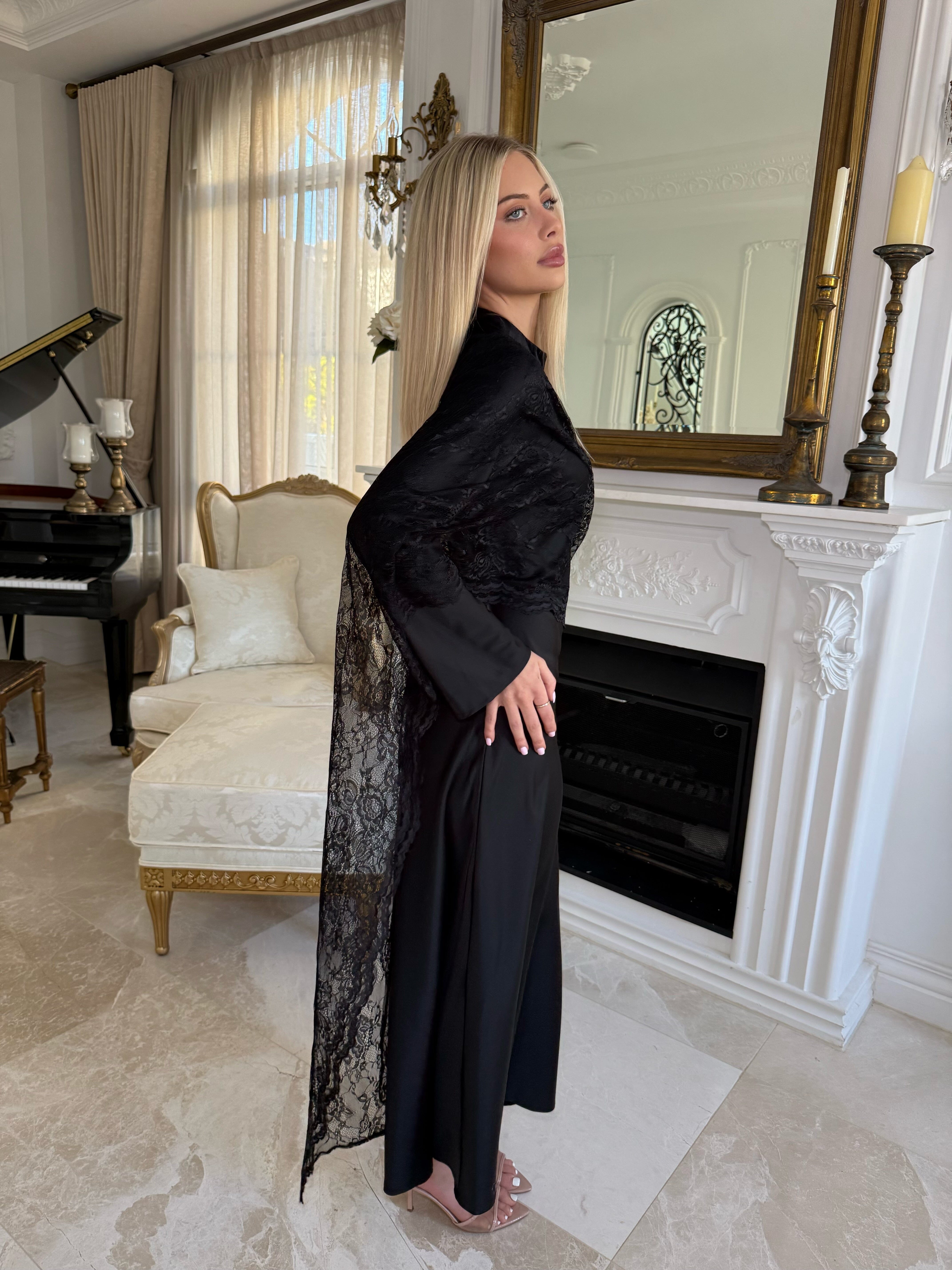 Satin Lace Throw Gown