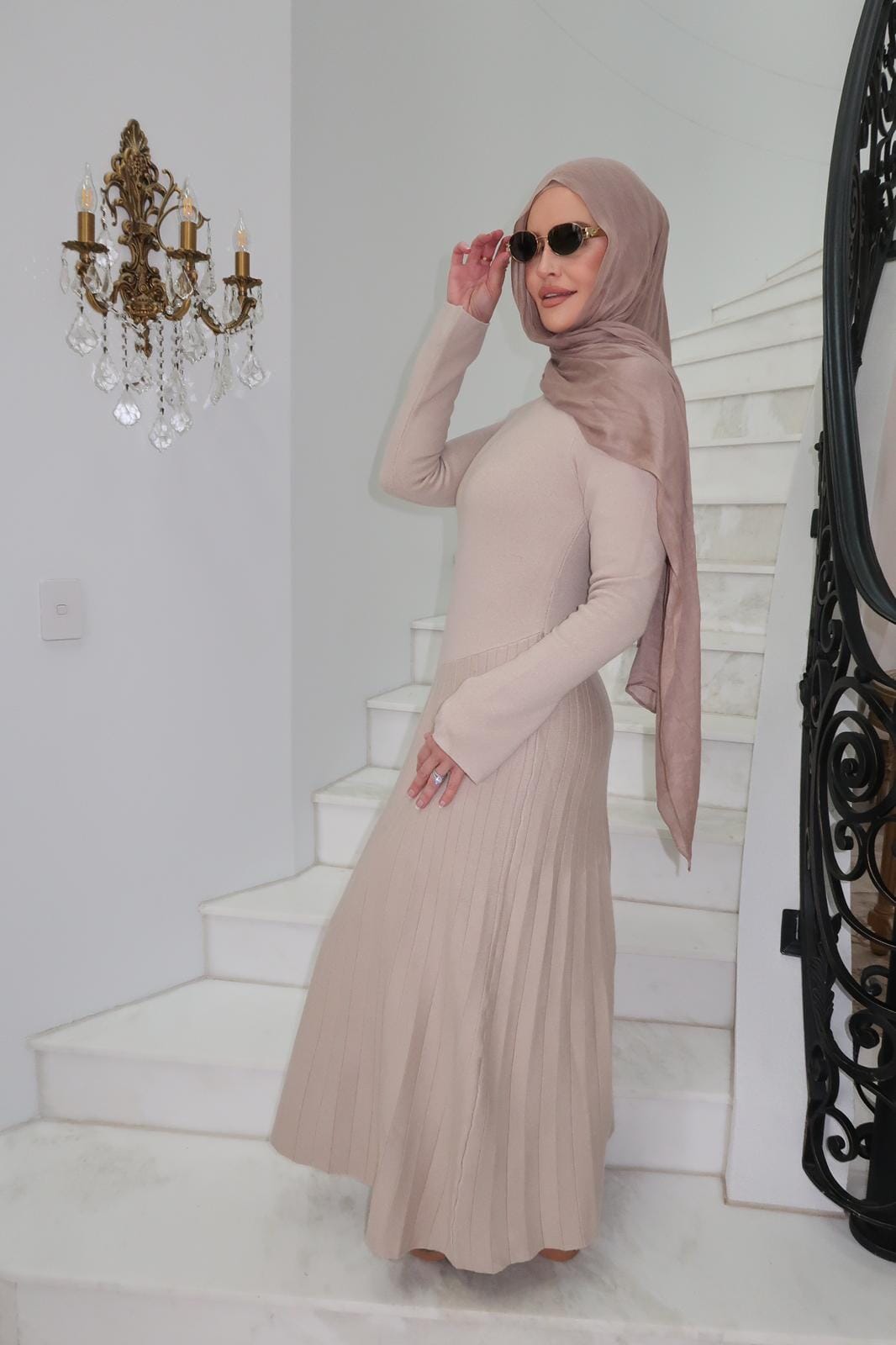 Pleated Knit Dress